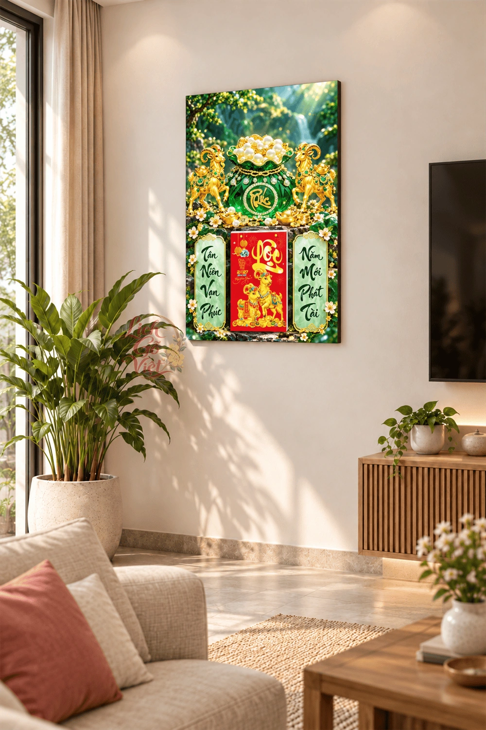 Lịch gỗ treo tường 2027 Song Dương Ngọc Phúc 40x60cm LGV27T4-29 — ảnh 2