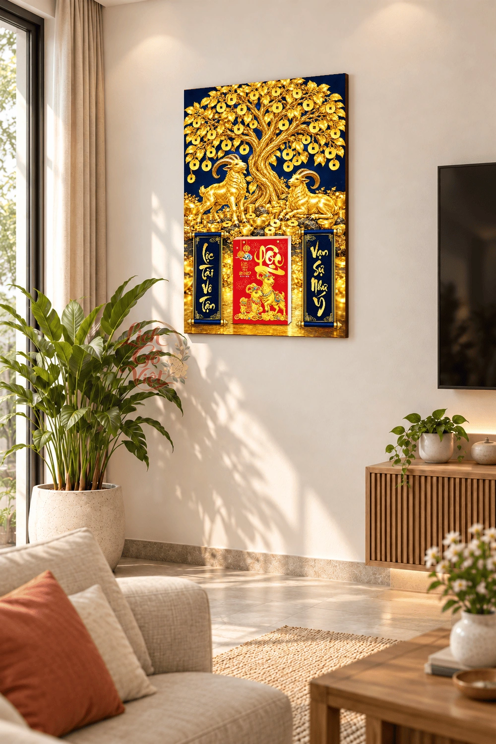 Lịch gỗ treo tường 2027 Song Dương Kim Thụ 40x60cm LGV27T4-39 — ảnh 2