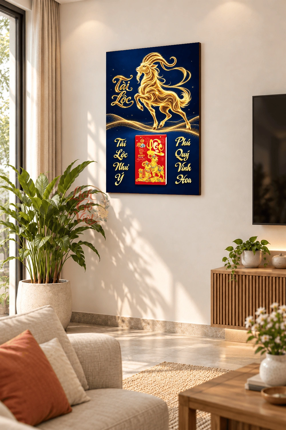 Lịch gỗ treo tường 2027 Kim Dương Tài Lộc 40x60cm LGV27T4-44 — ảnh 2