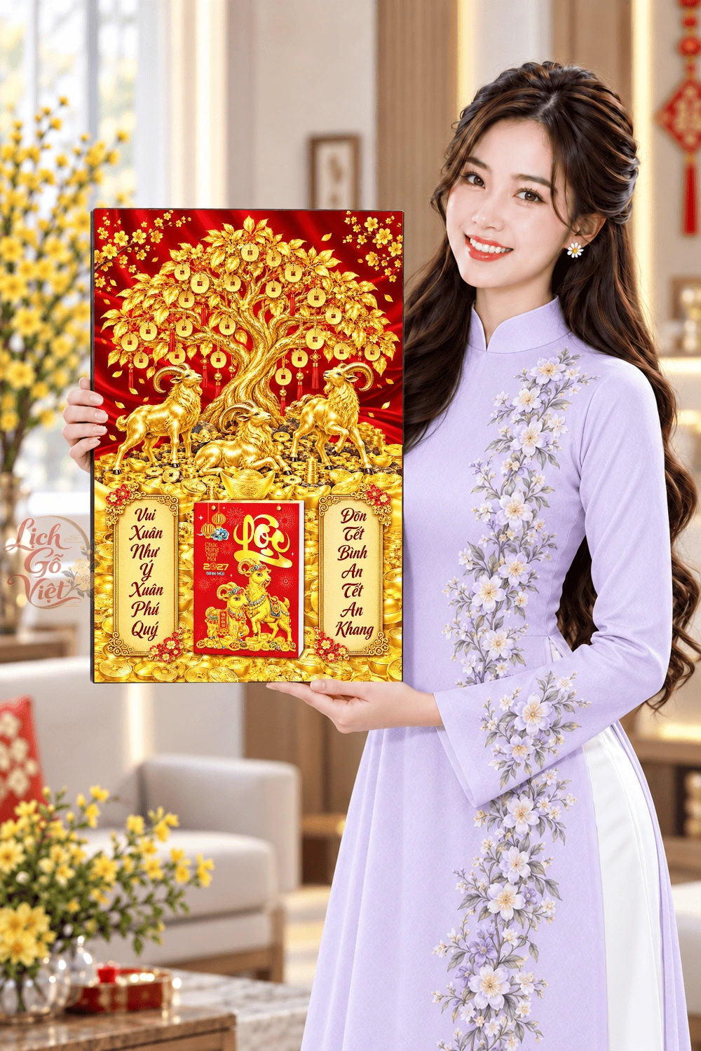 Lịch gỗ treo tường 2027 Tam Dương Kim Thụ 40x60cm LGV27T4-46 — ảnh 4