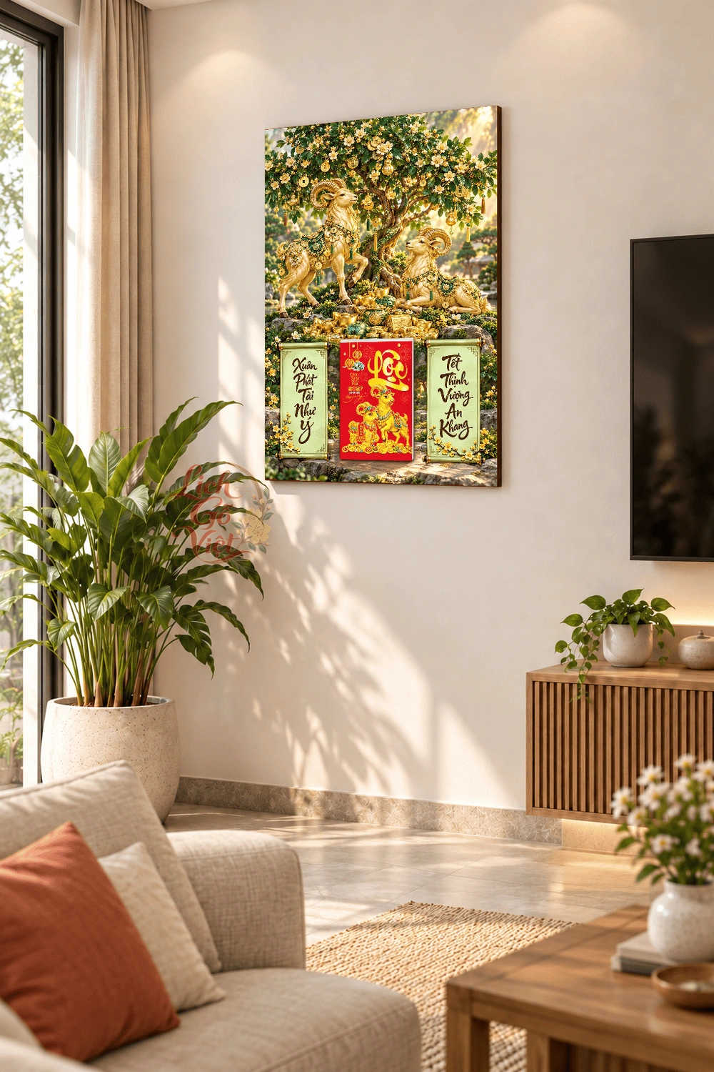 Lịch gỗ treo tường 2027 Song Dương Dưới Tán Lộc 40x60cm LGV27T4-54 — ảnh 2