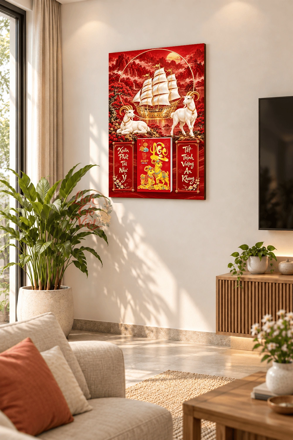 Lịch gỗ treo tường 2027 Song Dương Bạch Phàm 40x60cm LGV27T4-55 — ảnh 2