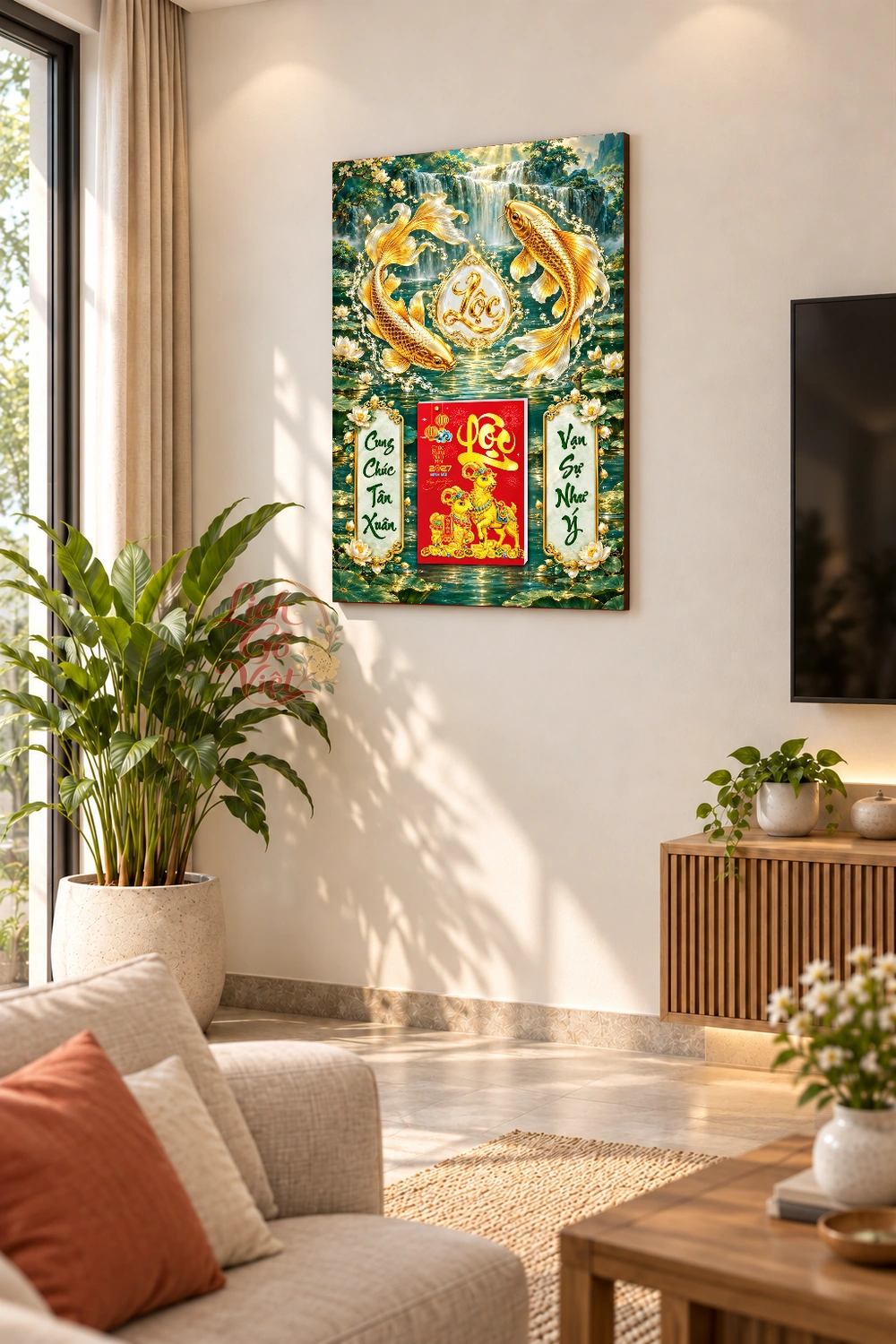 Lịch gỗ treo tường 2027 Song Ngư Liên Lộc 40x60cm LGV27T4-66 — ảnh 2