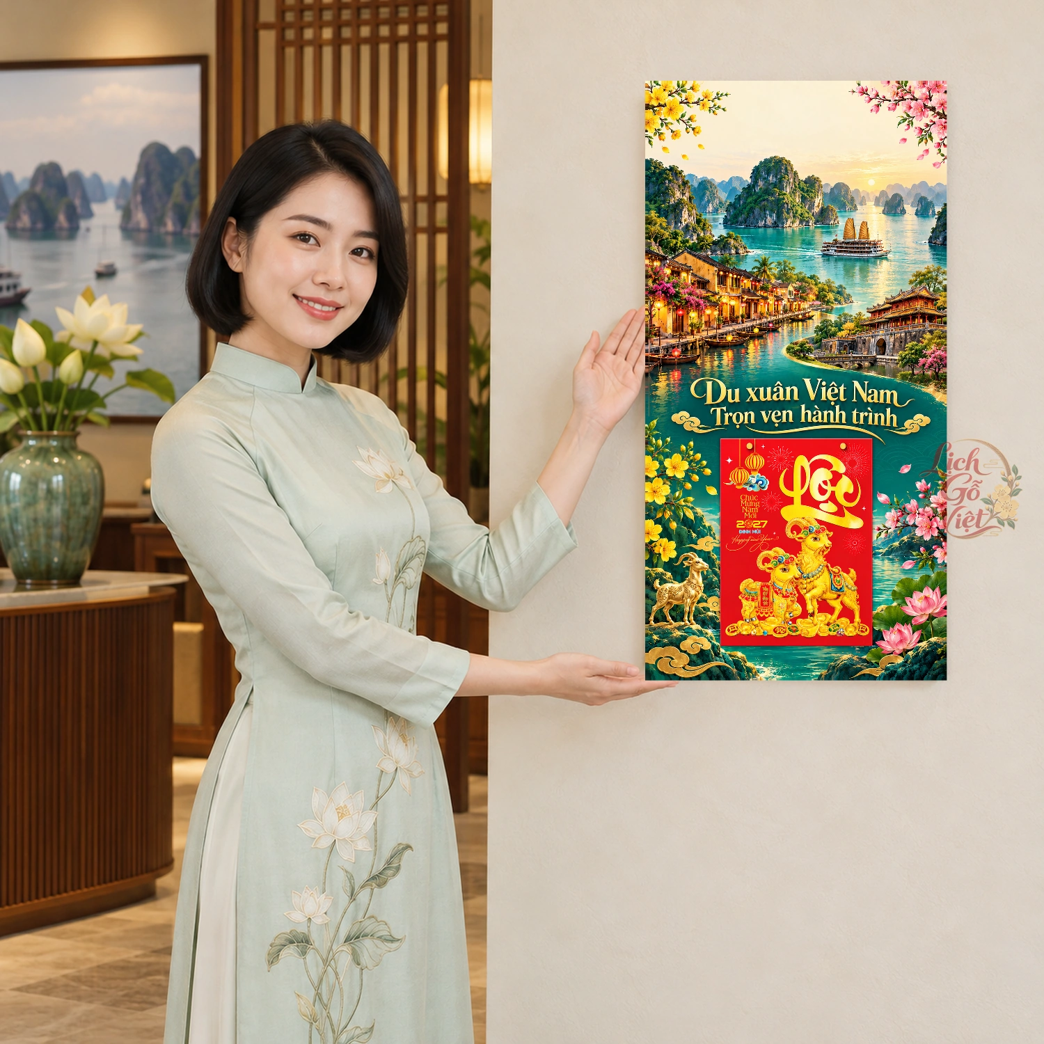 Lịch gỗ Công ty Du lịch - Lịch tết 2027 30x60cm - LGV27T3-QC-11 – ảnh 4