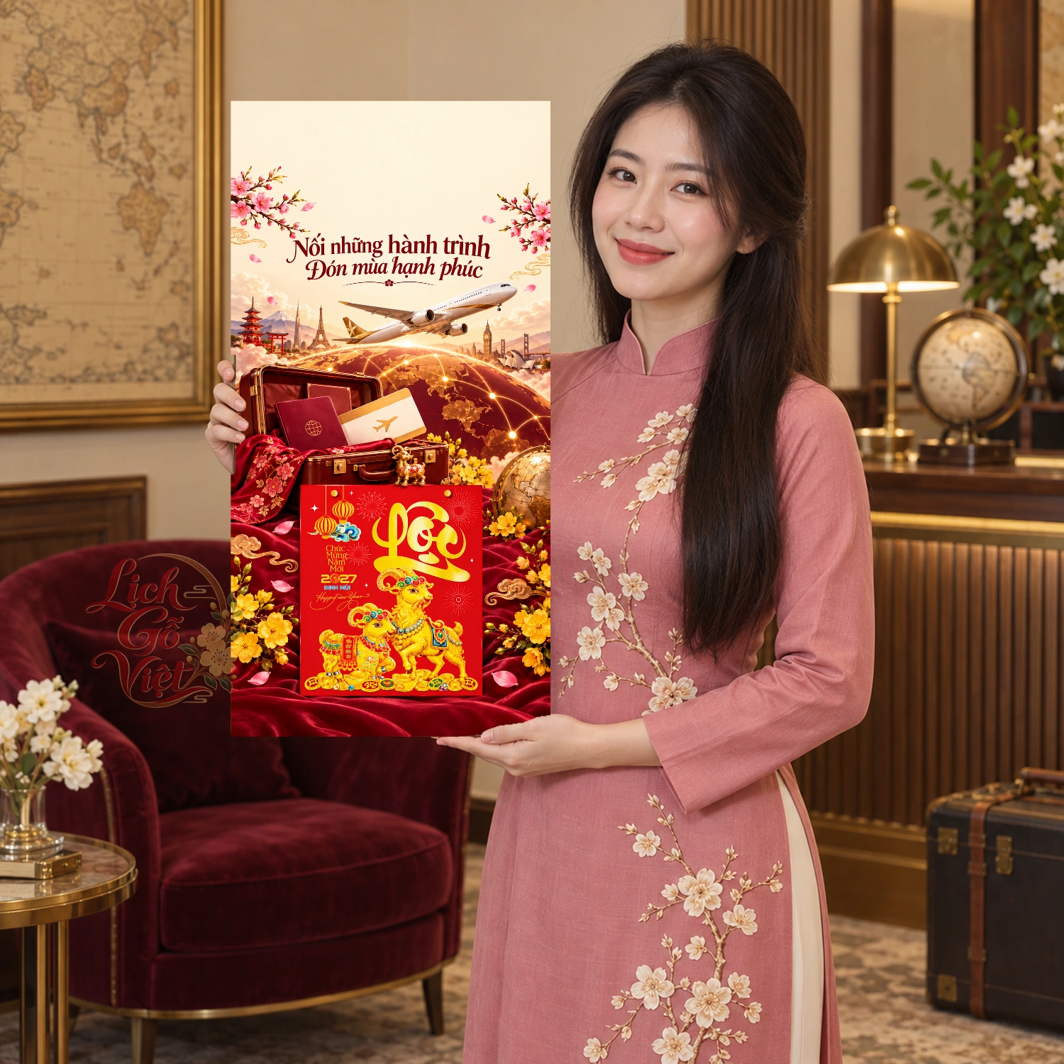 Lịch gỗ Đại lý Vé máy bay - Lịch tết 2027 30x60cm - LGV27T3-QC-15 – ảnh 3