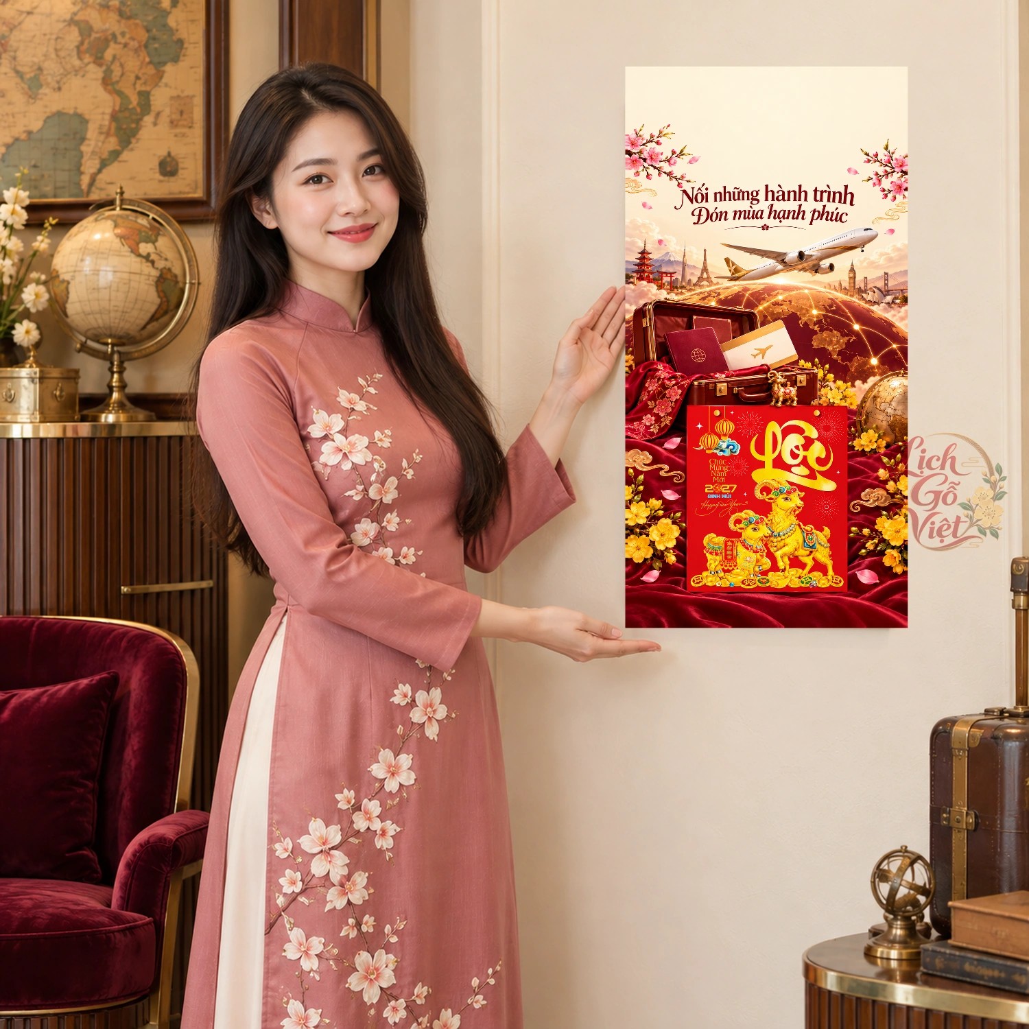 Lịch gỗ Đại lý Vé máy bay - Lịch tết 2027 30x60cm - LGV27T3-QC-15 – ảnh 4
