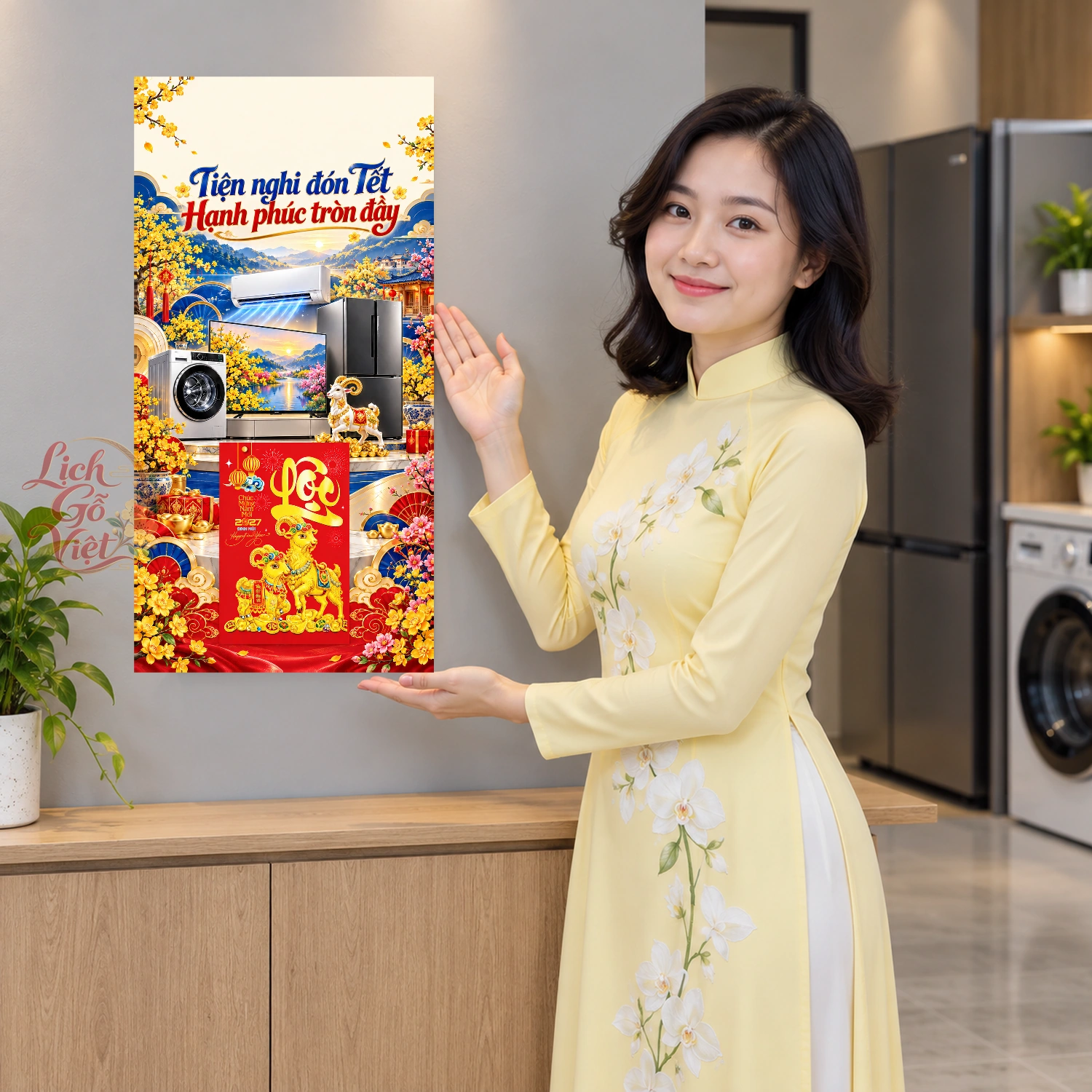 Lịch gỗ Siêu thị Điện máy - Lịch tết 2027 30x60cm - LGV27T3-QC-16 – ảnh 4