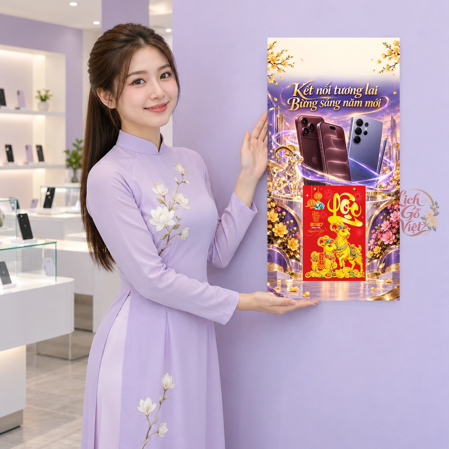 Lịch gỗ Siêu thị Điện thoại - Lịch tết 2027 30x60cm - LGV27T3-QC-17 – ảnh 4