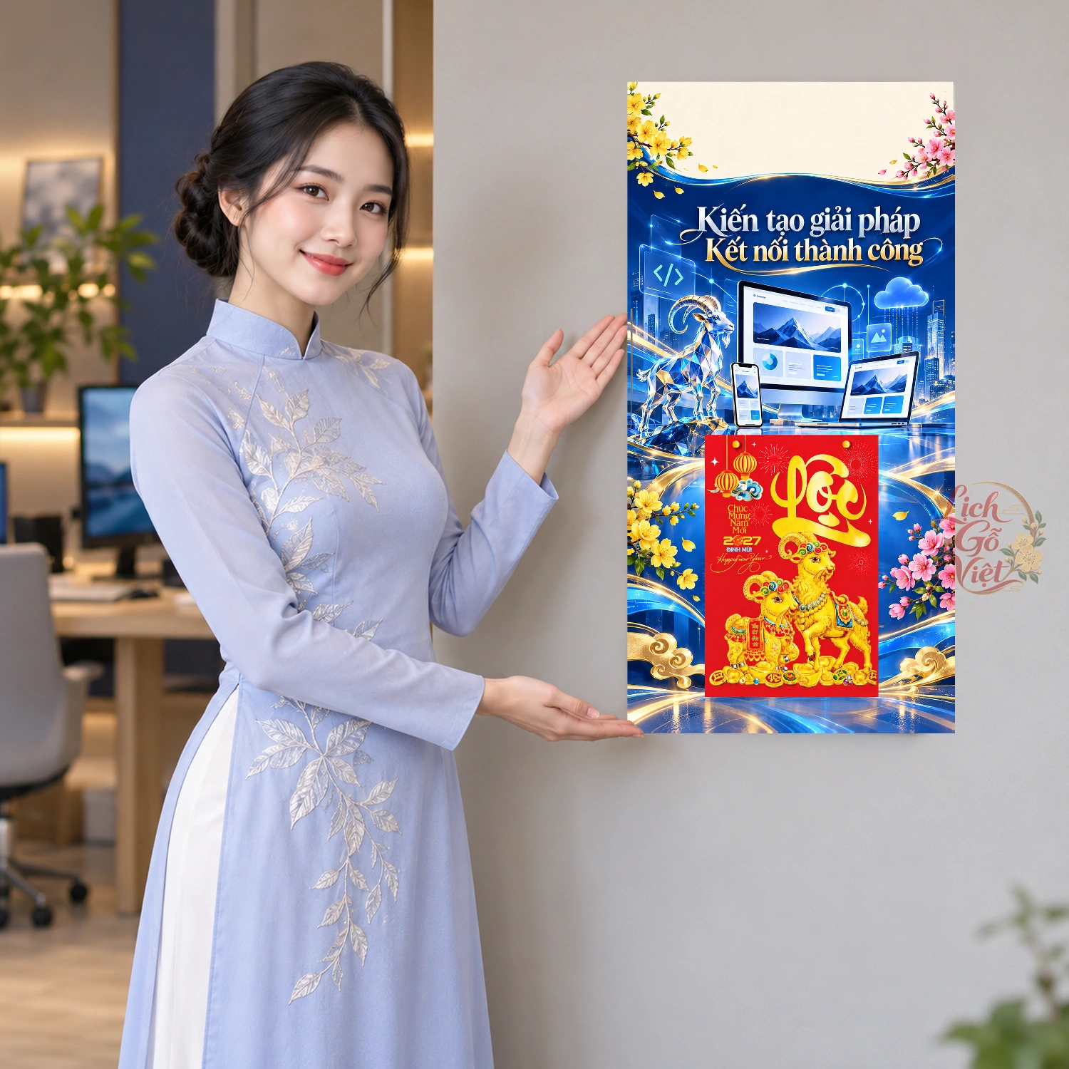 Lịch gỗ Công ty Thiết kế Website và Phần mềm - Lịch tết 2027 30x60cm - LGV27T3-QC-19 – ảnh 4