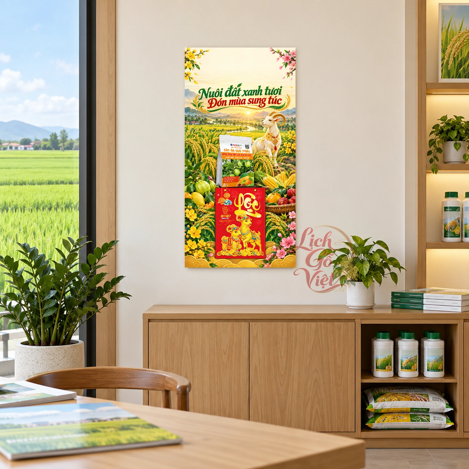 Lịch gỗ Đại lý Phân bón - Lịch tết 2027 30x60cm - LGV27T3-QC-20 – ảnh 2