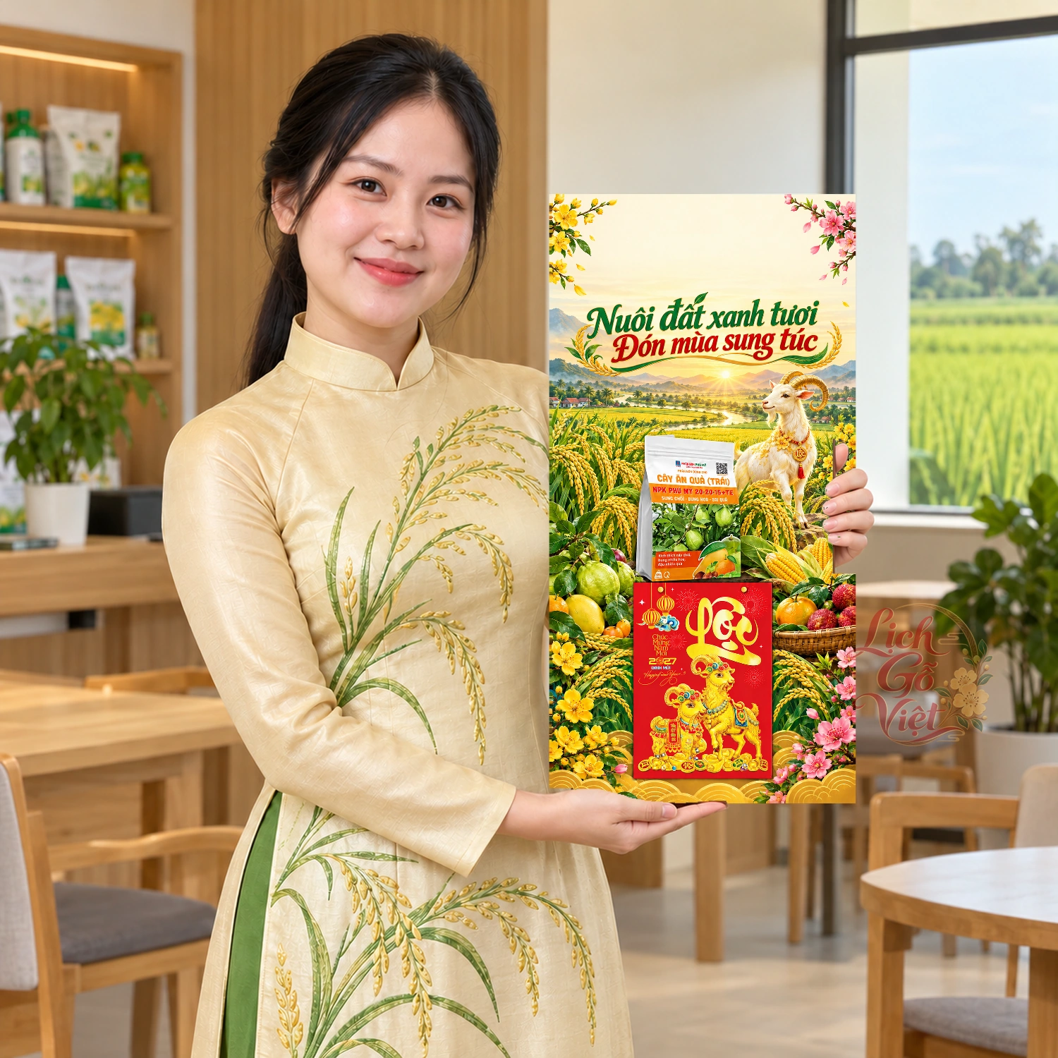 Lịch gỗ Đại lý Phân bón - Lịch tết 2027 30x60cm - LGV27T3-QC-20 – ảnh 3
