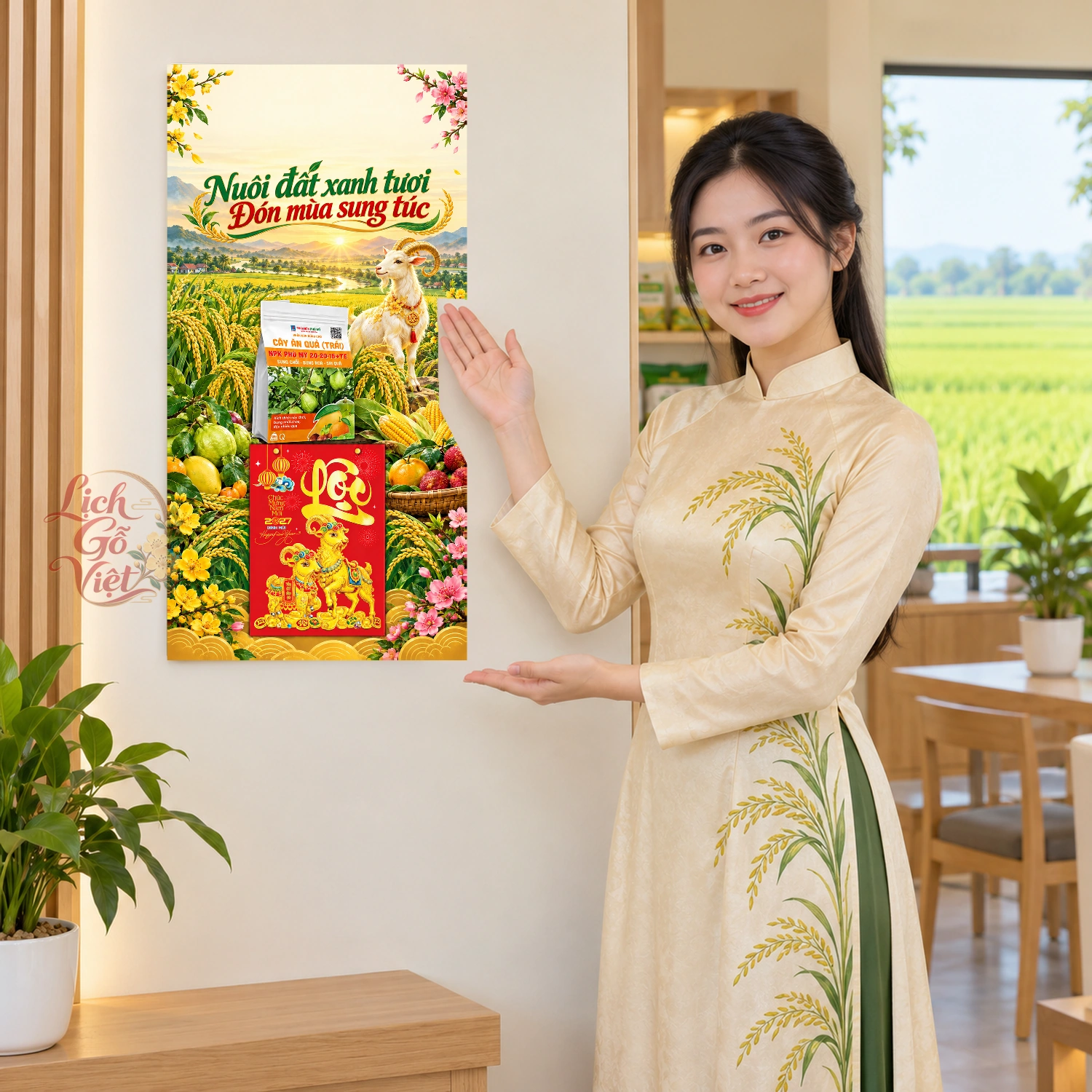 Lịch gỗ Đại lý Phân bón - Lịch tết 2027 30x60cm - LGV27T3-QC-20 – ảnh 4