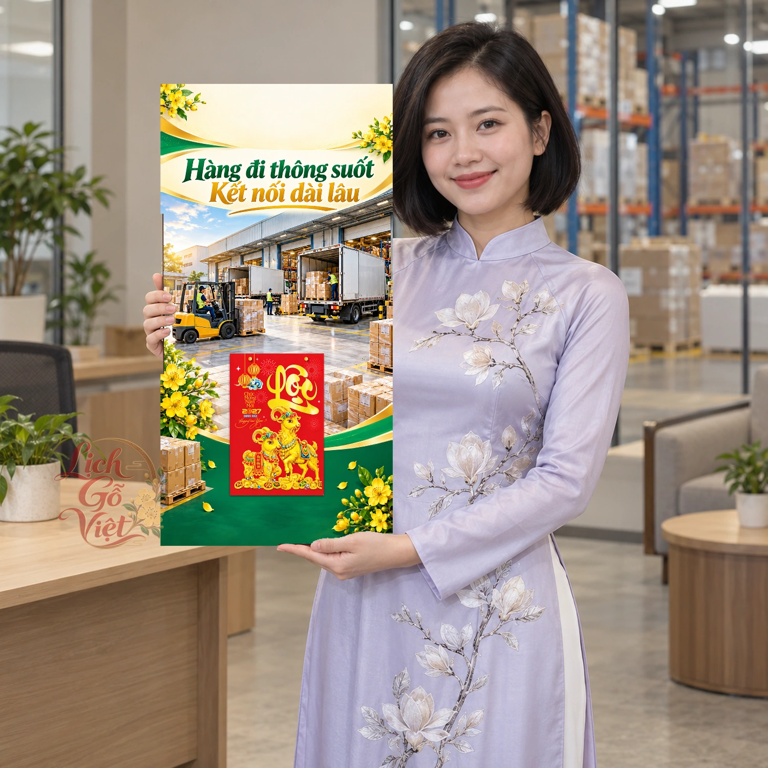 Lịch gỗ Dịch vụ Vận chuyển hàng hóa - Lịch tết 2027 30x60cm - LGV27T3-QC-28 – ảnh 3