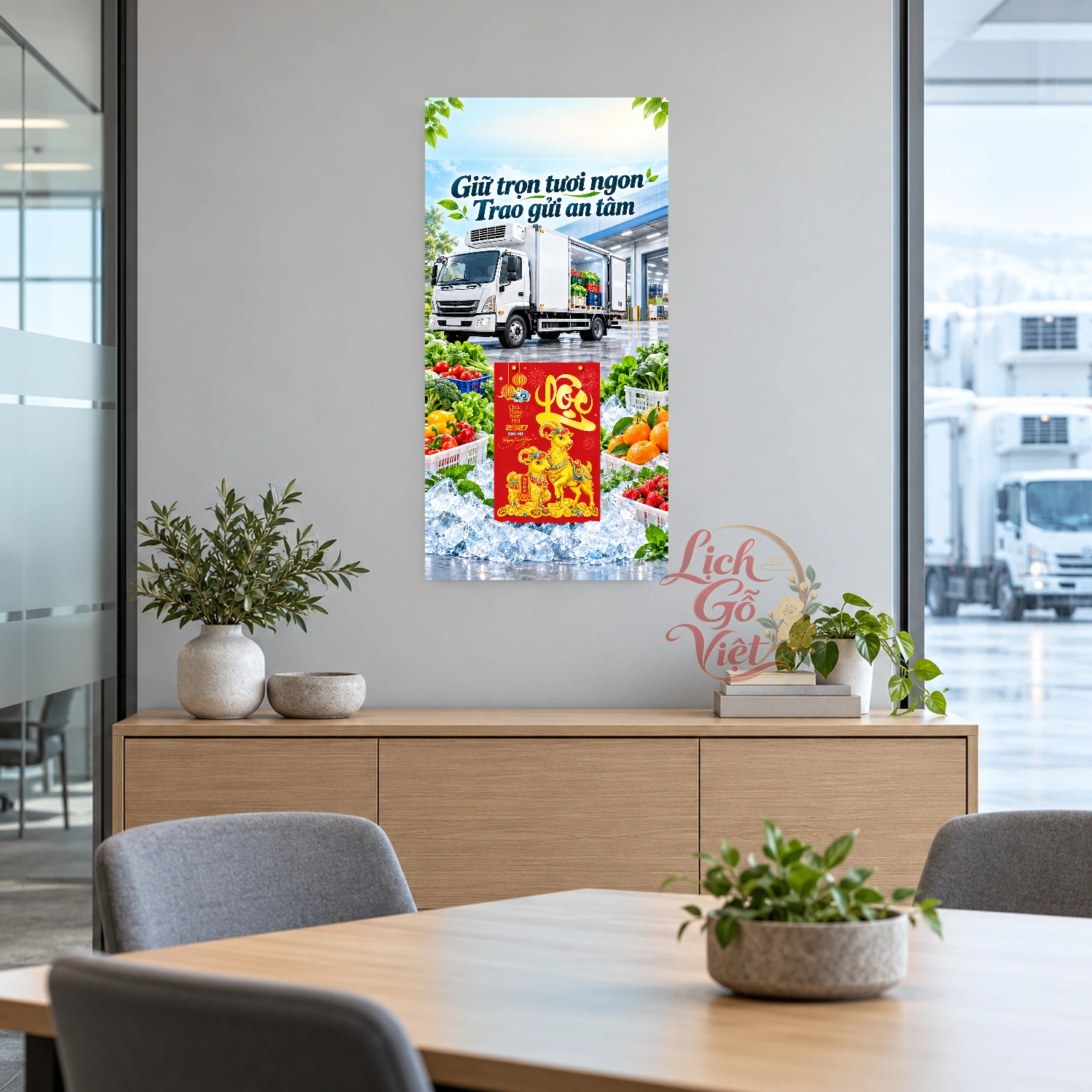 Lịch gỗ Dịch vụ Vận chuyển hàng hóa - Lịch tết 2027 30x60cm - LGV27T3-QC-29 – ảnh 2