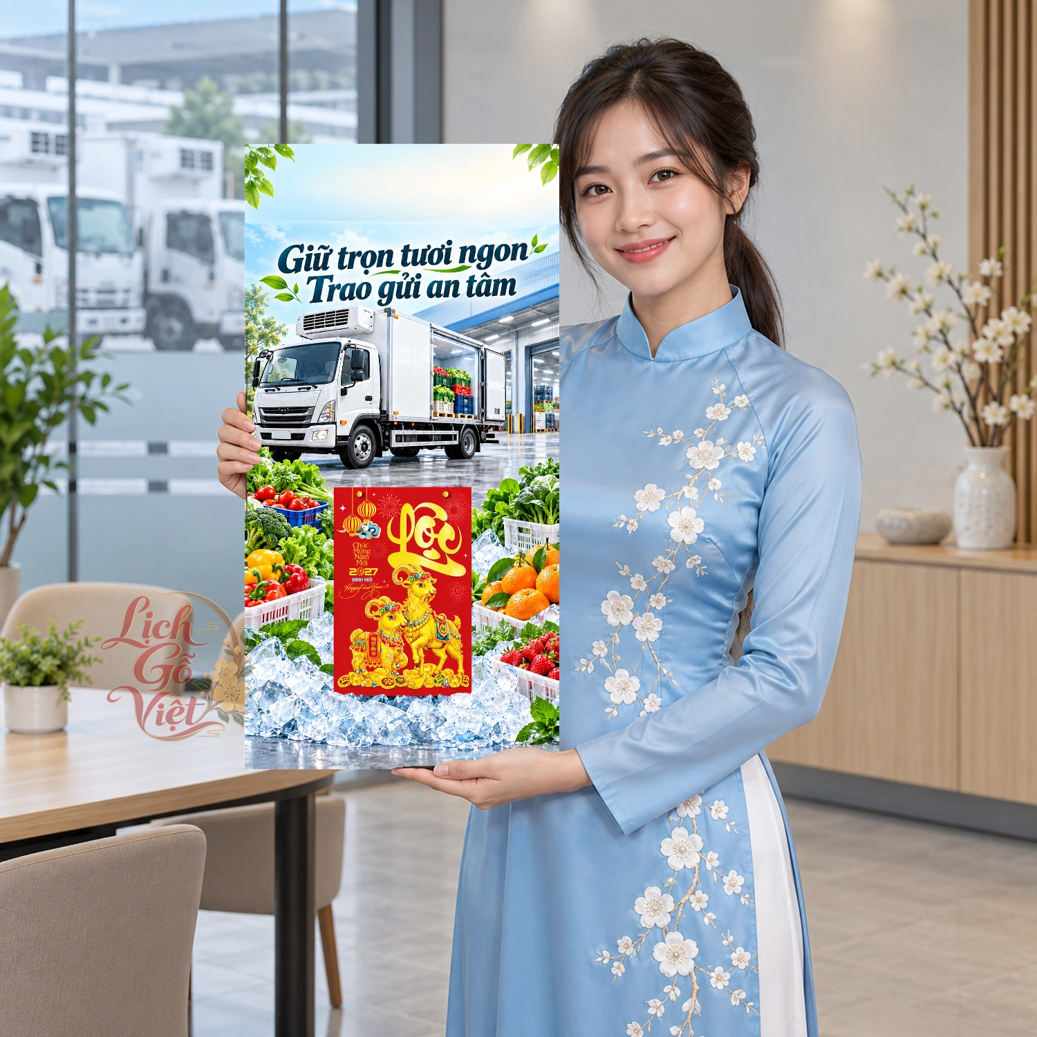 Lịch gỗ Dịch vụ Vận chuyển hàng hóa - Lịch tết 2027 30x60cm - LGV27T3-QC-29 – ảnh 3