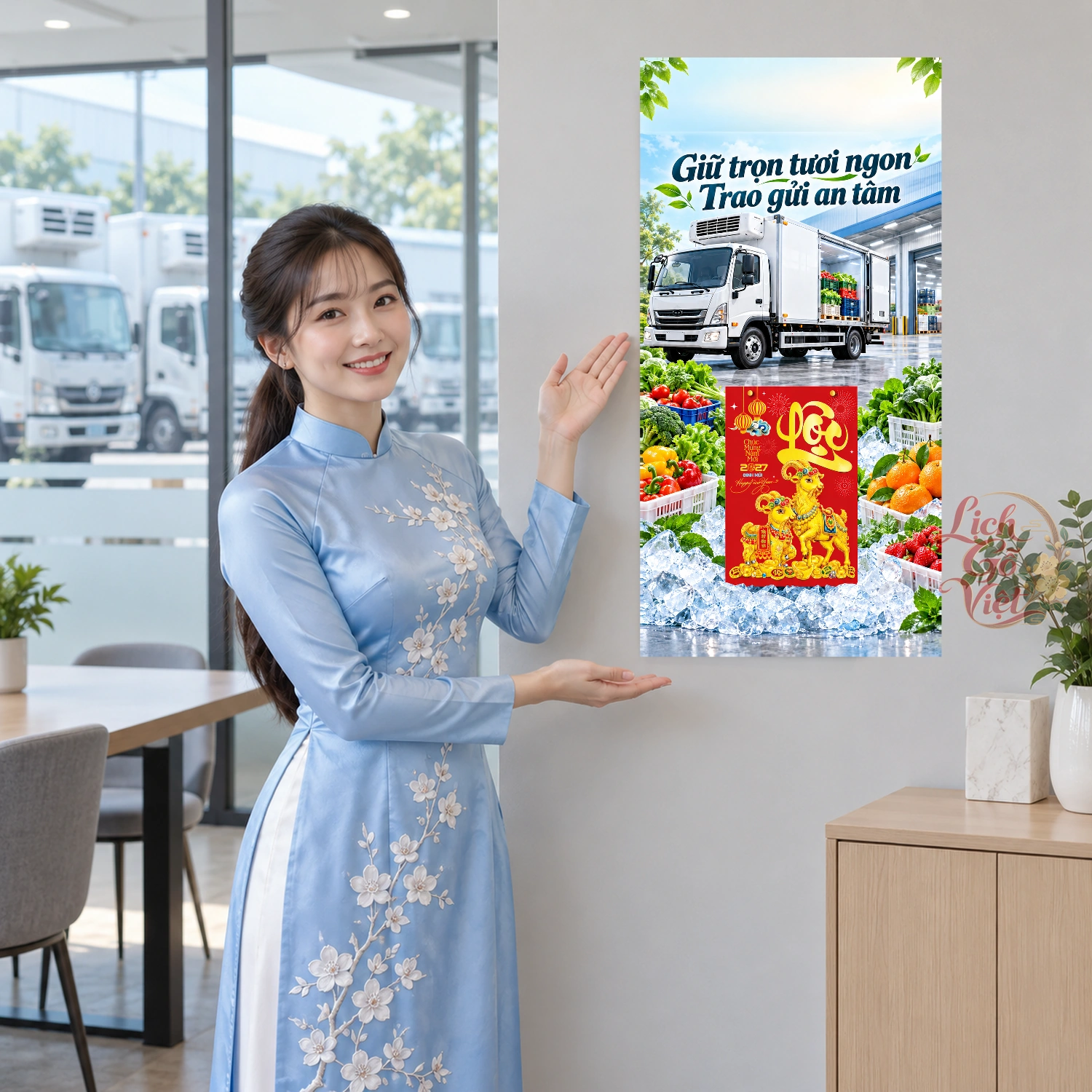 Lịch gỗ Dịch vụ Vận chuyển hàng hóa - Lịch tết 2027 30x60cm - LGV27T3-QC-29 – ảnh 4