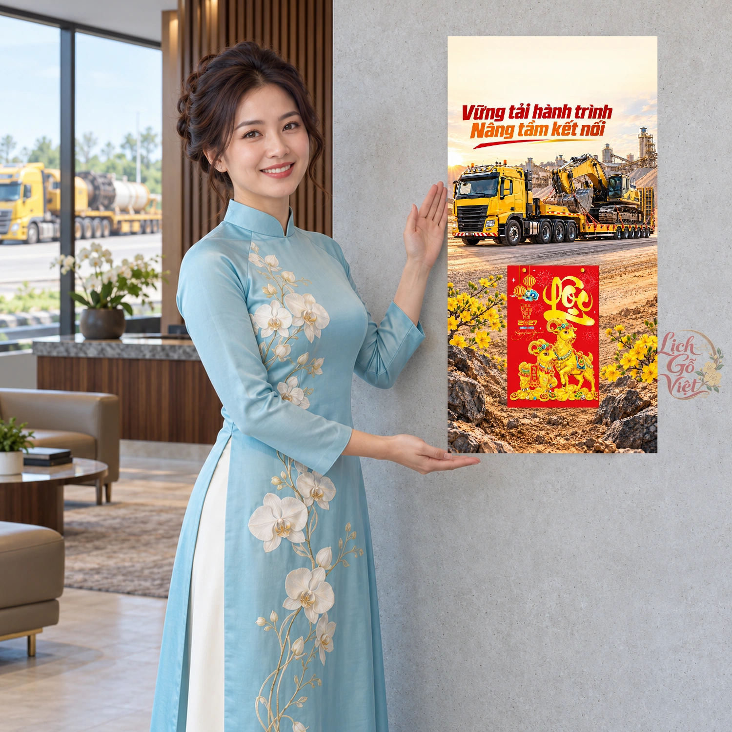 Lịch gỗ Dịch vụ Vận chuyển hàng hóa - Lịch tết 2027 30x60cm - LGV27T3-QC-30 – ảnh 4