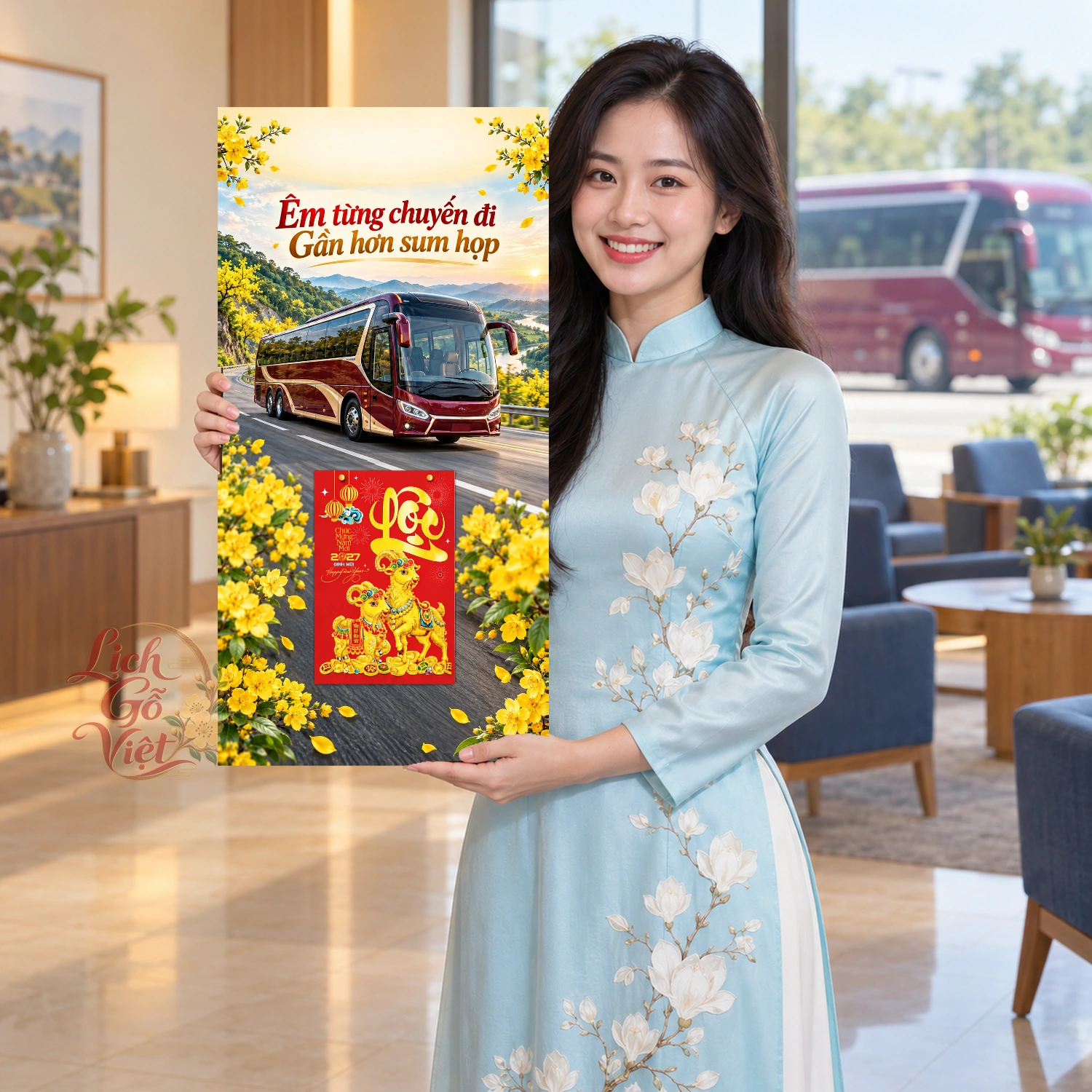 Lịch gỗ Dịch vụ Xe khách - Lịch tết 2027 30x60cm - LGV27T3-QC-37 – ảnh 3
