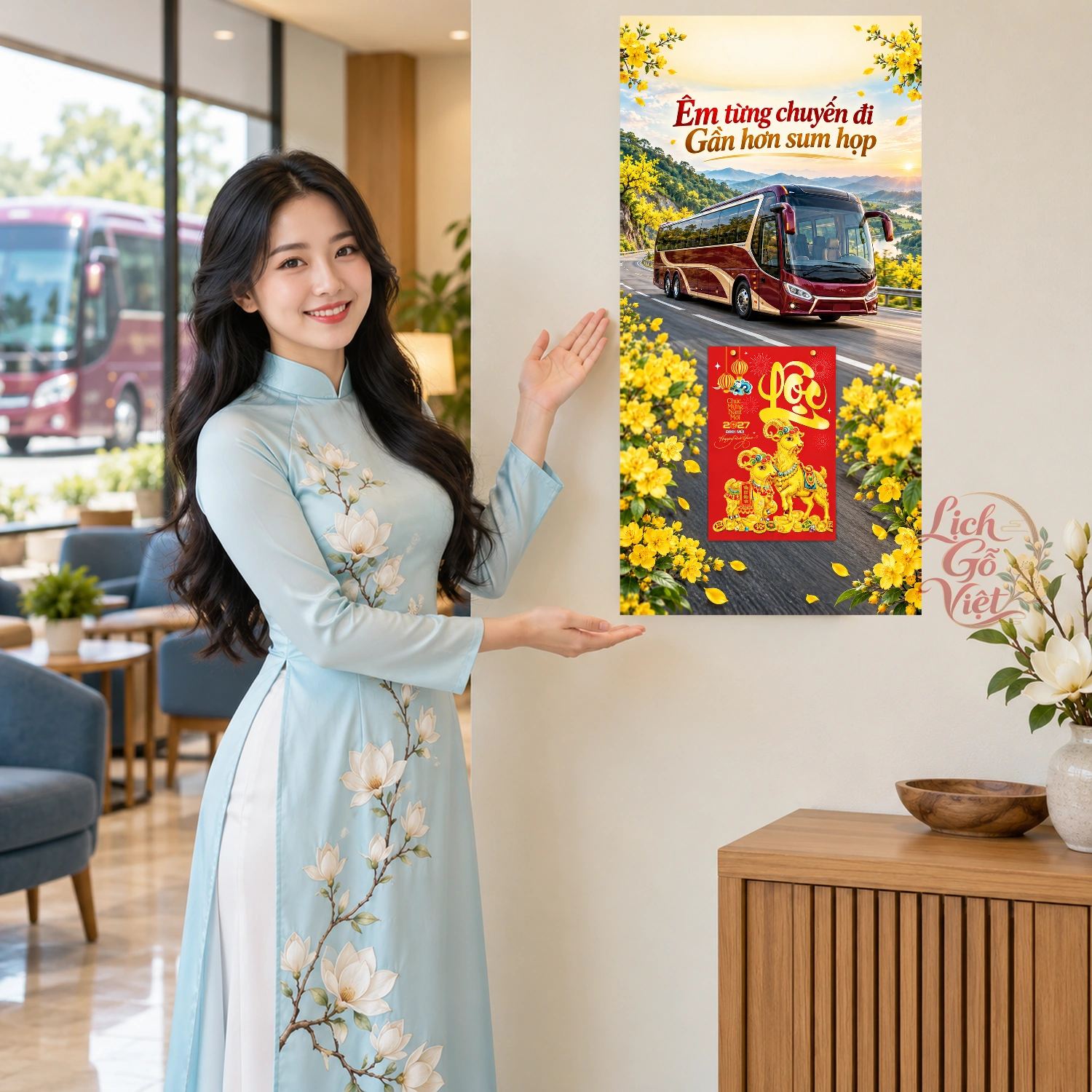 Lịch gỗ Dịch vụ Xe khách - Lịch tết 2027 30x60cm - LGV27T3-QC-37 – ảnh 4