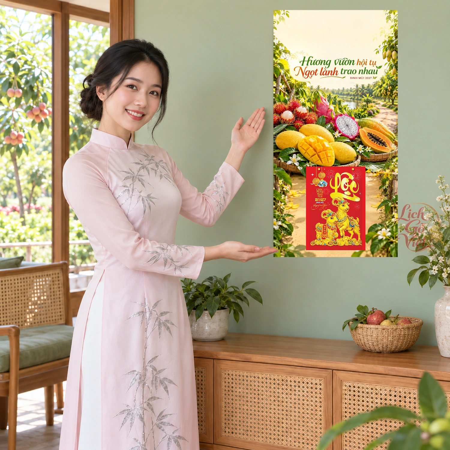 Lịch gỗ Vựa trái cây tổng hợp - Lịch tết 2027 30x60cm - LGV27T3-QC-41 – ảnh 4