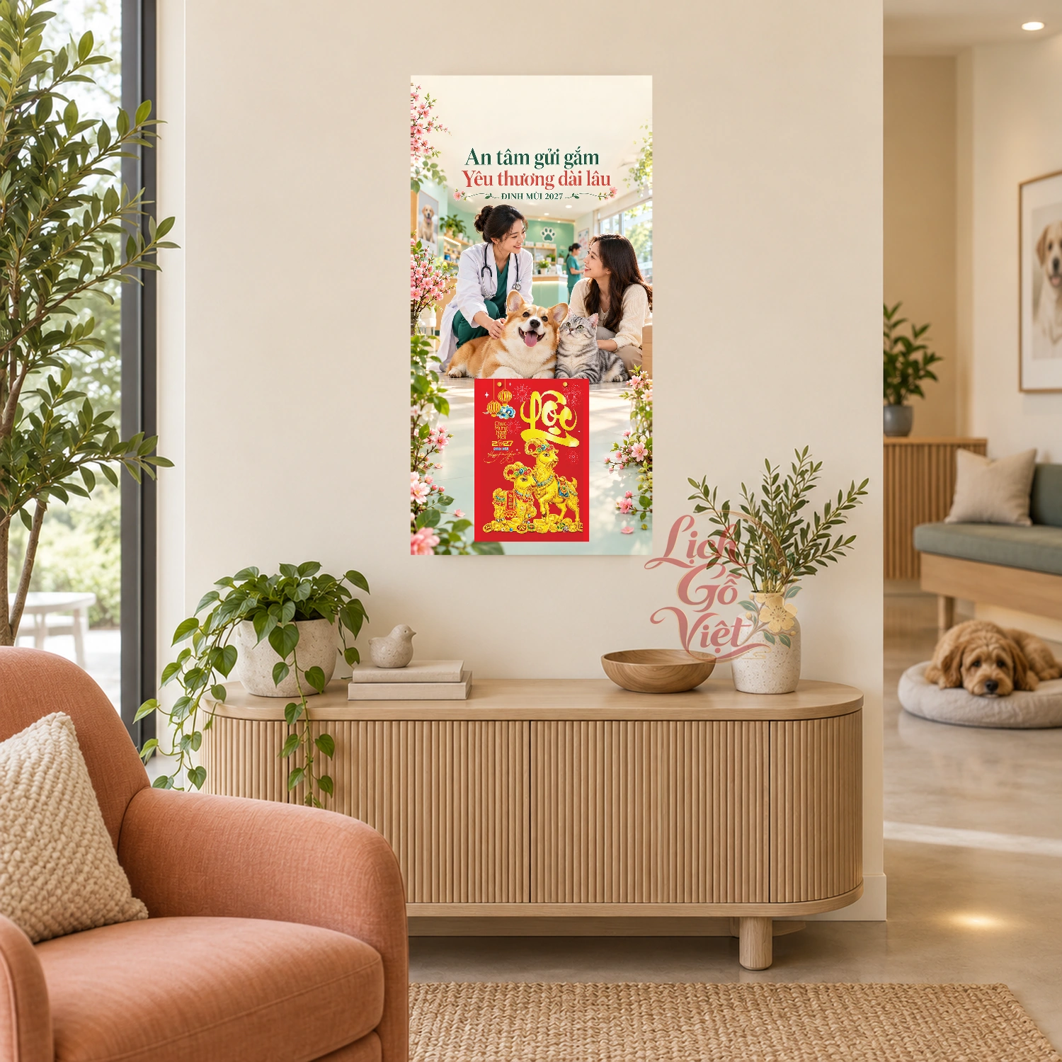 Lịch gỗ Bệnh viện thú y - Lịch tết 2027 30x60cm - LGV27T3-QC-57 – ảnh 2