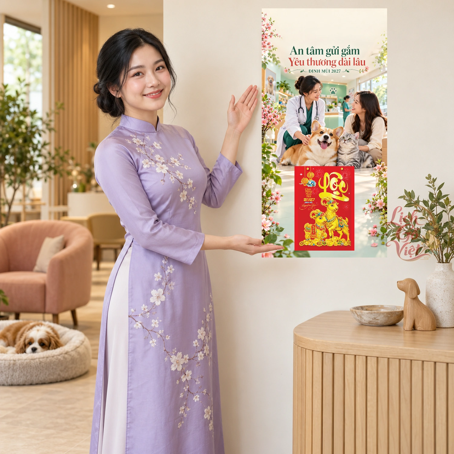 Lịch gỗ Bệnh viện thú y - Lịch tết 2027 30x60cm - LGV27T3-QC-57 – ảnh 4