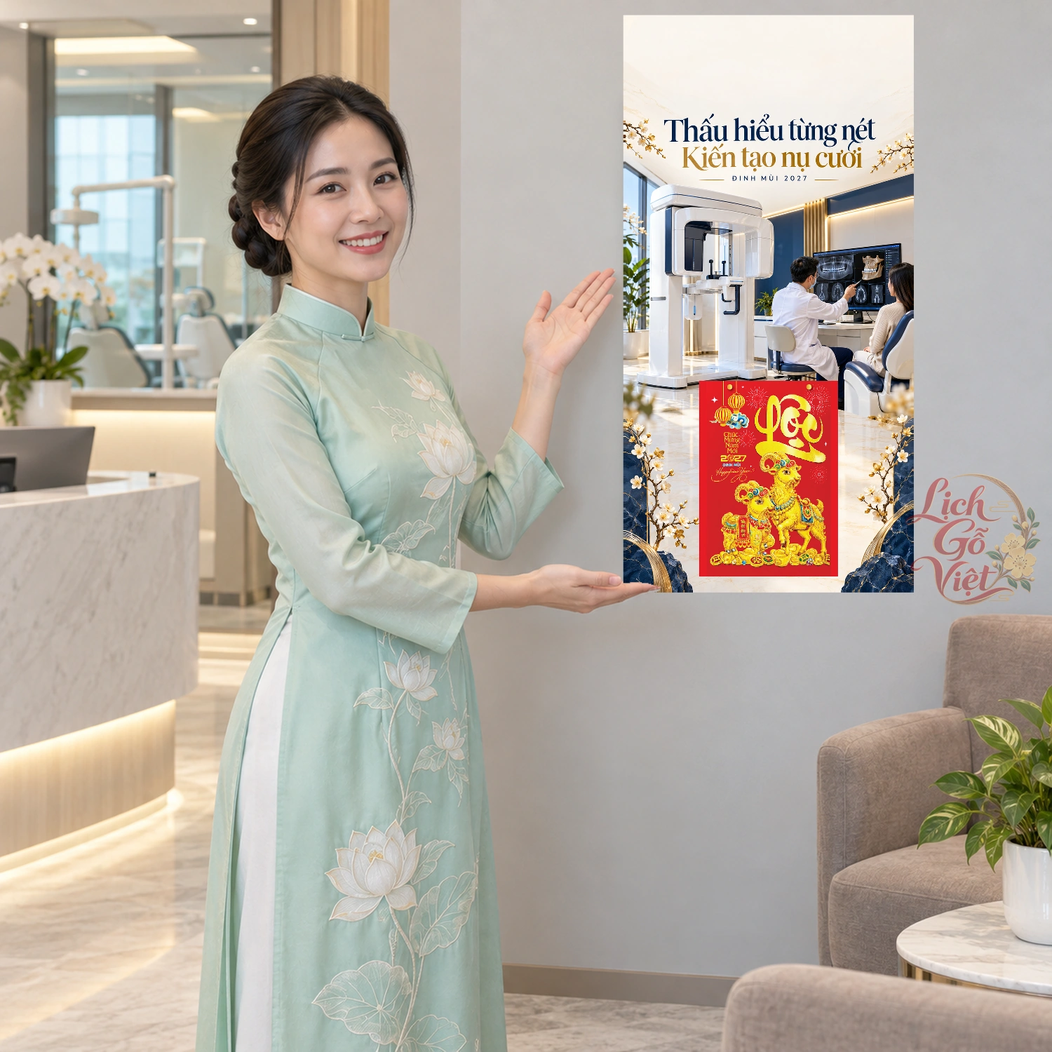 Lịch gỗ Nha khoa - Lịch tết 2027 30x60cm - LGV27T3-QC-62 – ảnh 4