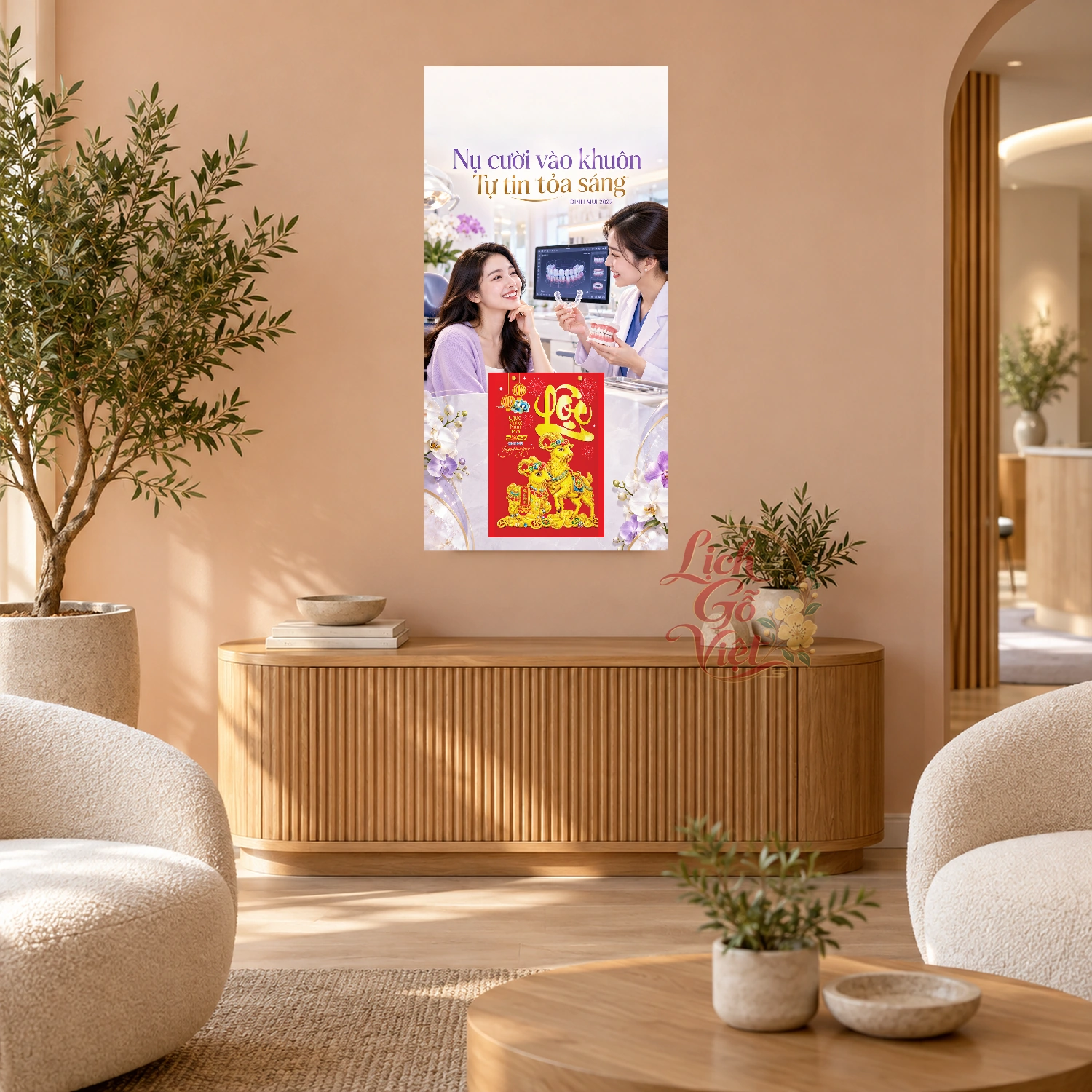 Lịch gỗ Nha khoa - Lịch tết 2027 30x60cm - LGV27T3-QC-64 – ảnh 2