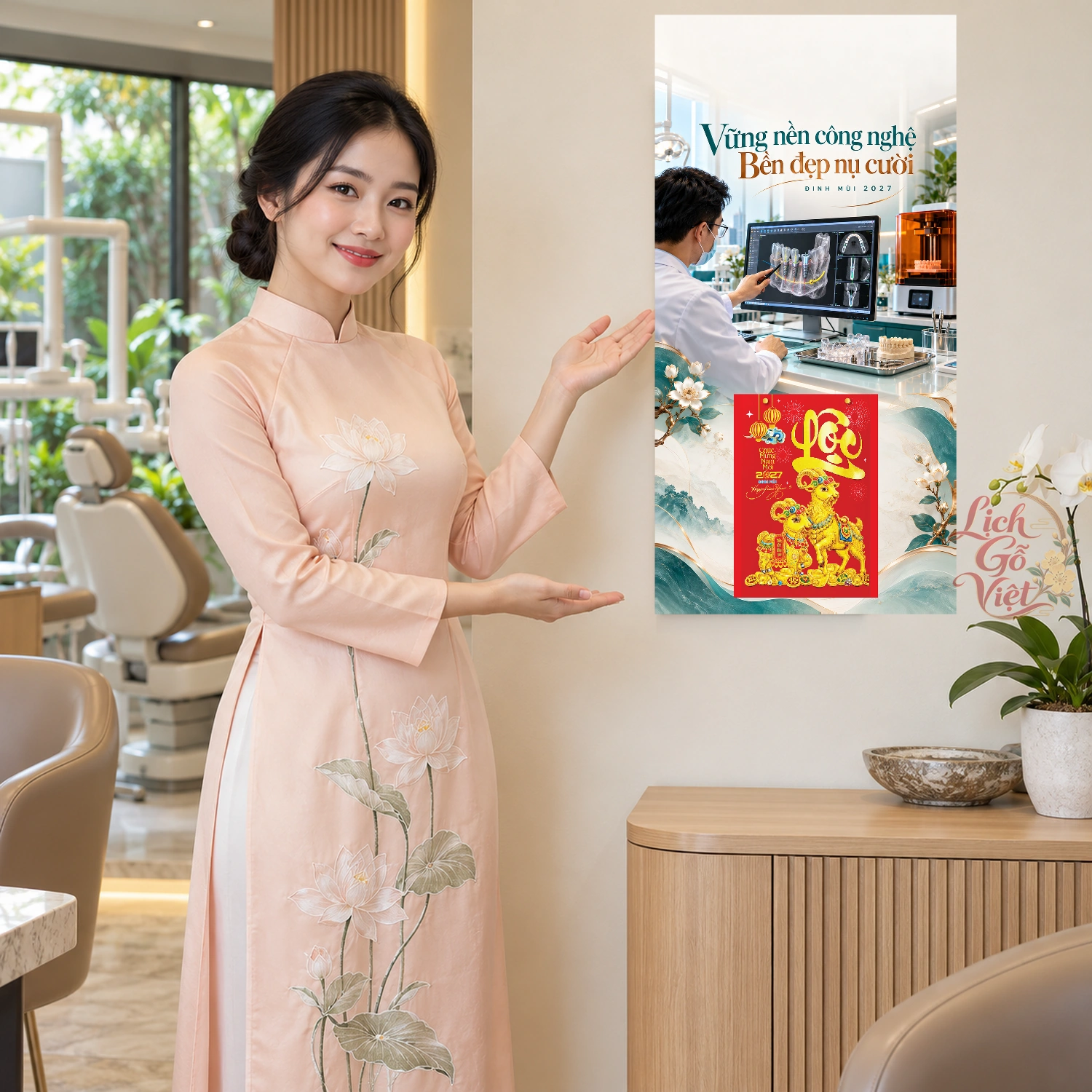 Lịch gỗ Nha khoa - Lịch tết 2027 30x60cm - LGV27T3-QC-65 – ảnh 4