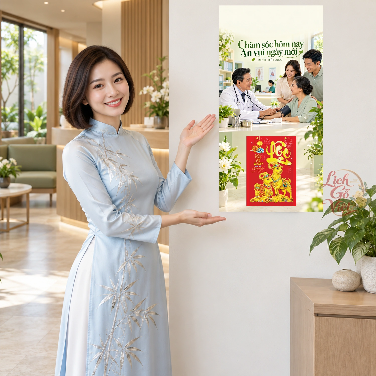 Lịch gỗ Phòng khám y học - Lịch tết 2027 30x60cm - LGV27T3-QC-66 – ảnh 4