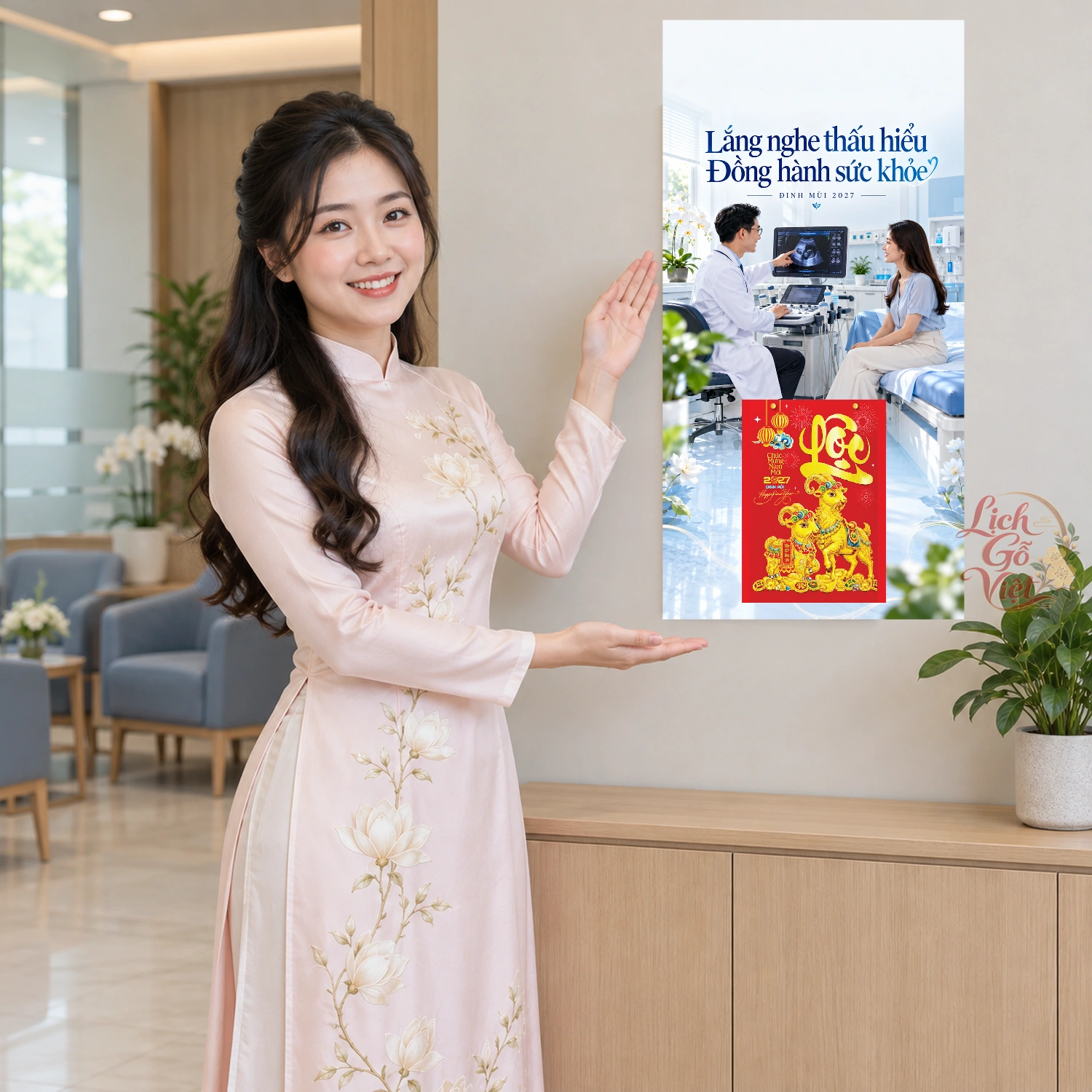 Lịch gỗ Phòng khám y học - Lịch tết 2027 30x60cm - LGV27T3-QC-67 – ảnh 4