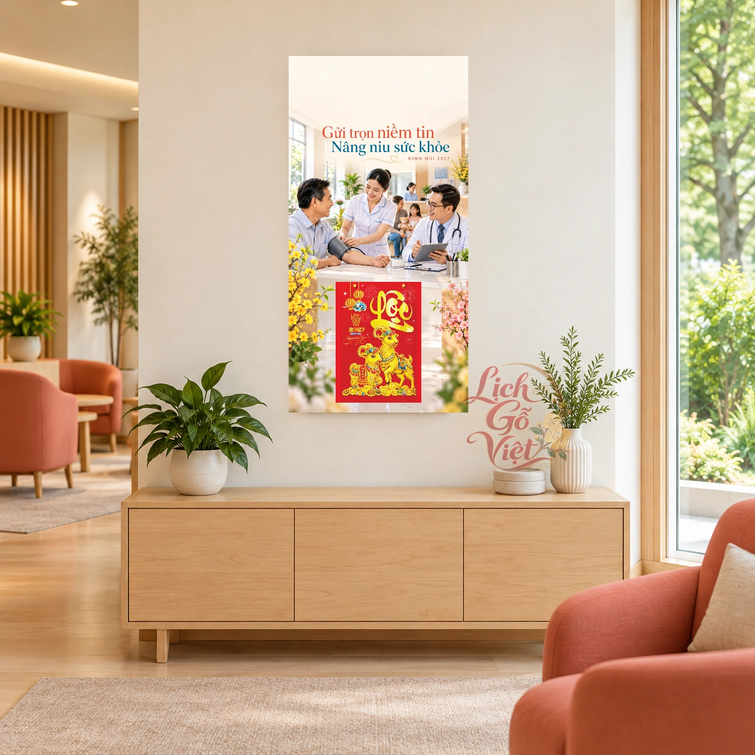 Lịch gỗ Phòng khám y học - Lịch tết 2027 30x60cm - LGV27T3-QC-68 – ảnh 2