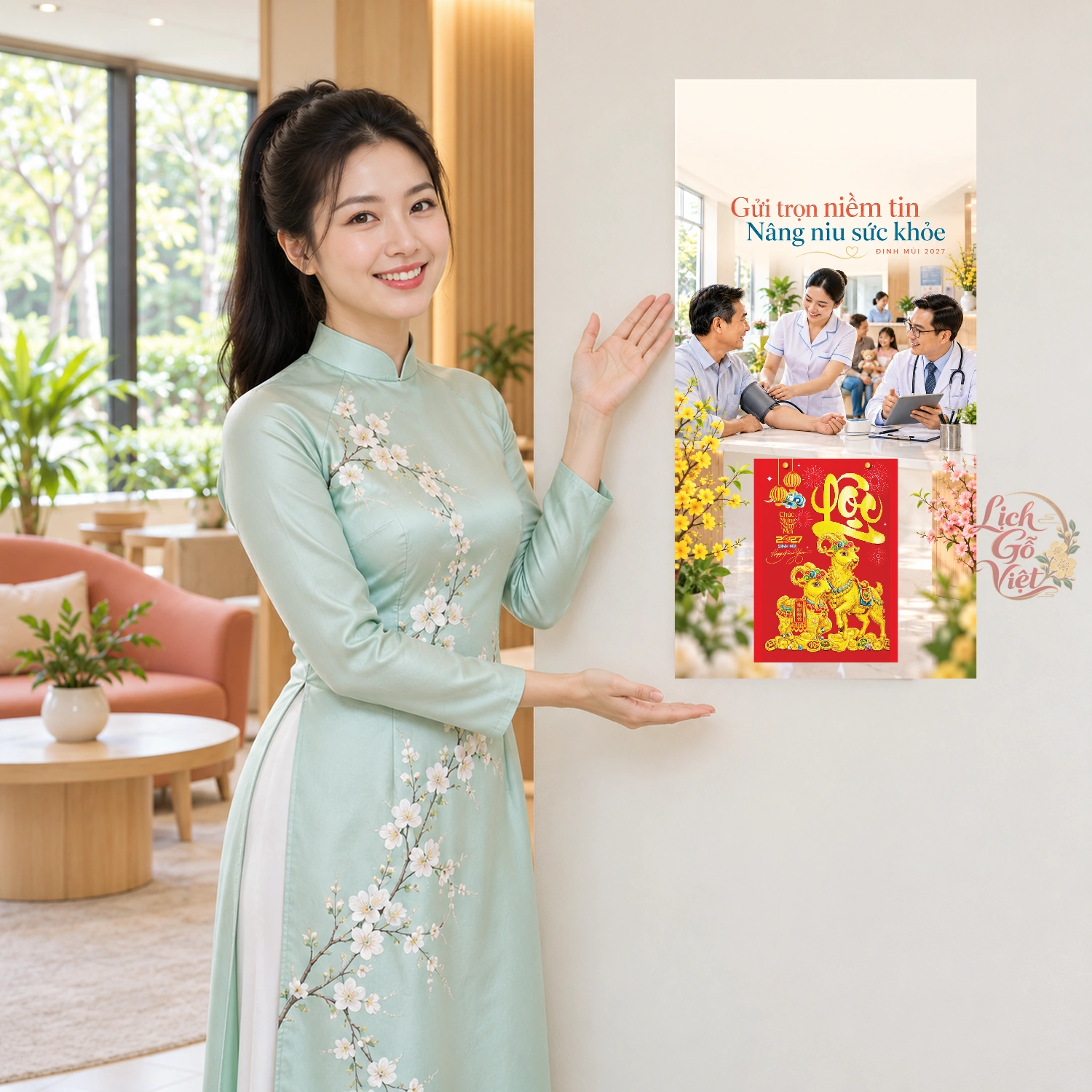Lịch gỗ Phòng khám y học - Lịch tết 2027 30x60cm - LGV27T3-QC-68 – ảnh 4