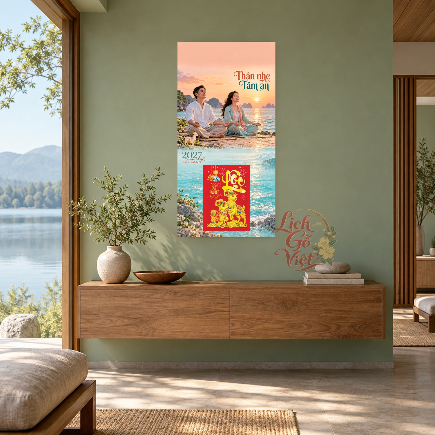 Lịch gỗ Phòng tập Yoga - Lịch tết 2027 30x60cm - LGV27T3-QC-73 – ảnh 2