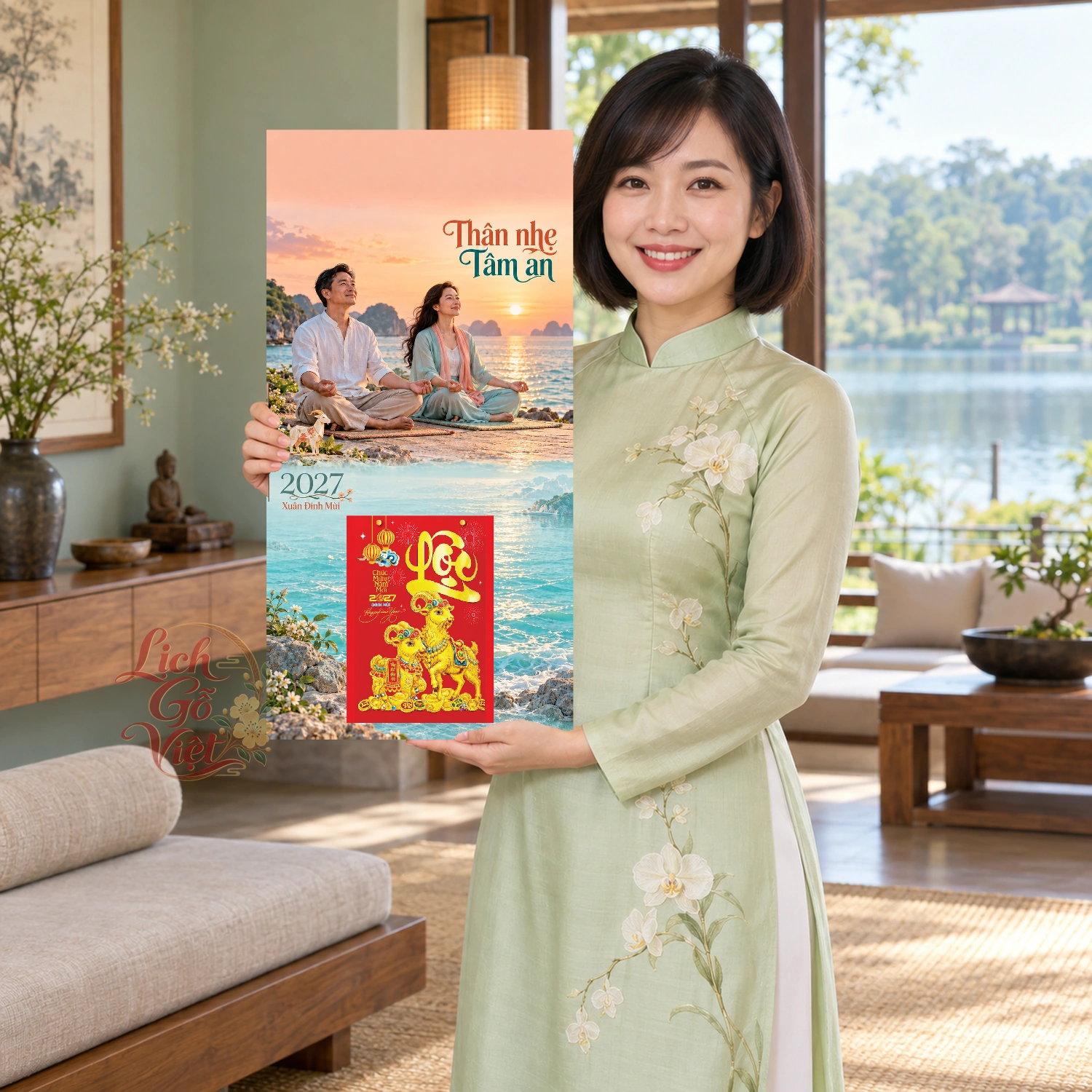 Lịch gỗ Phòng tập Yoga - Lịch tết 2027 30x60cm - LGV27T3-QC-73 – ảnh 3