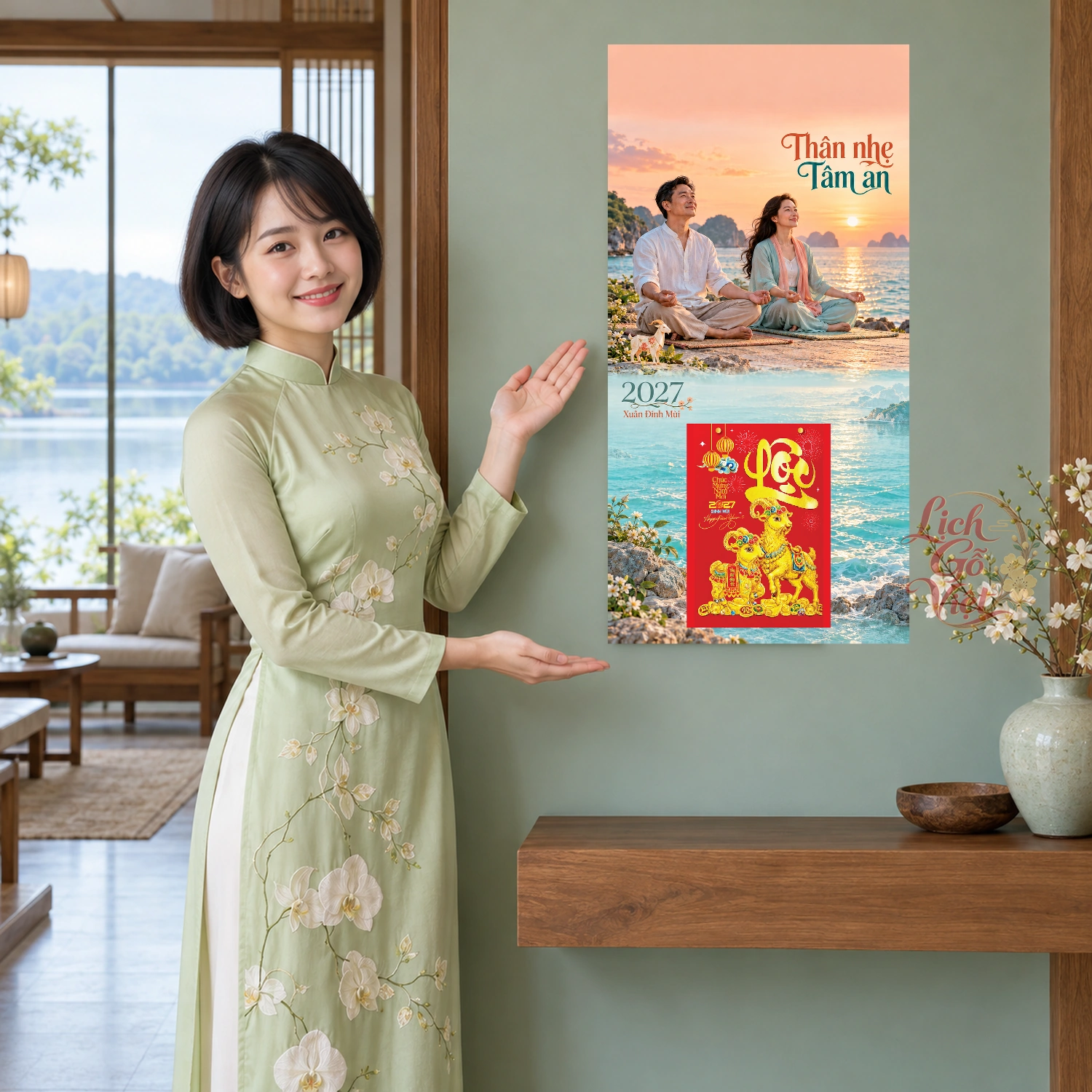 Lịch gỗ Phòng tập Yoga - Lịch tết 2027 30x60cm - LGV27T3-QC-73 – ảnh 4