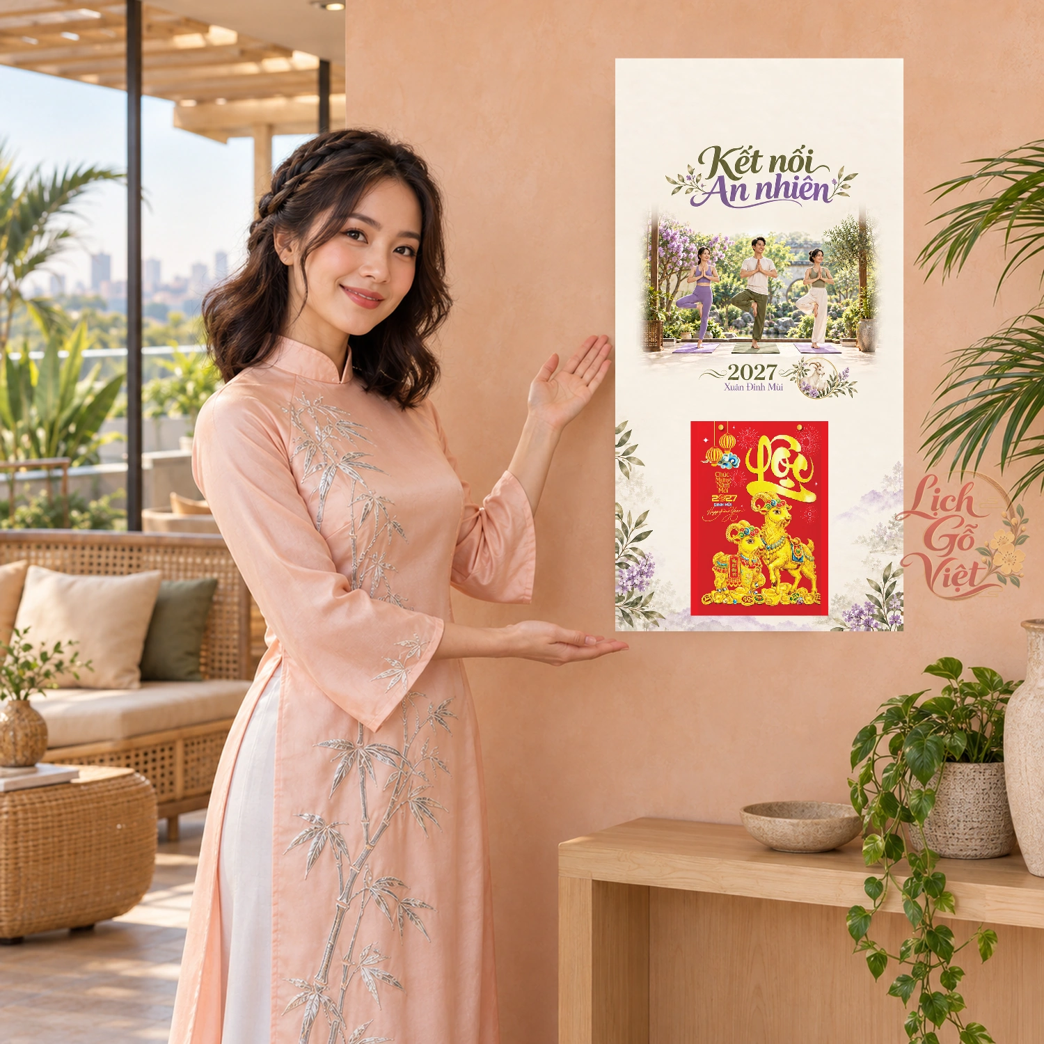 Lịch gỗ Phòng tập Yoga - Lịch tết 2027 30x60cm - LGV27T3-QC-74 – ảnh 4