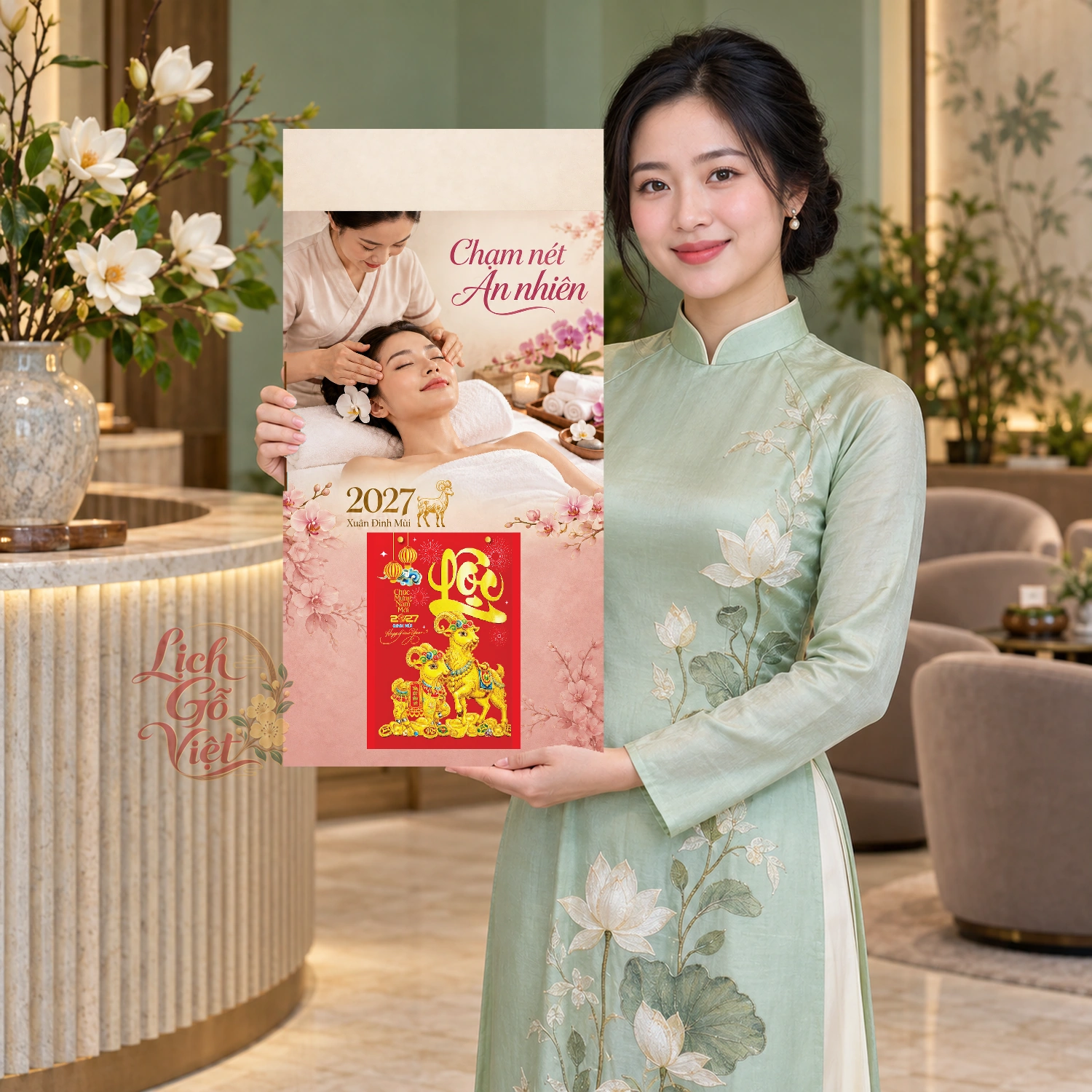 Lịch gỗ Phòng Spa - Lịch tết 2027 30x60cm - LGV27T3-QC-75 – ảnh 3