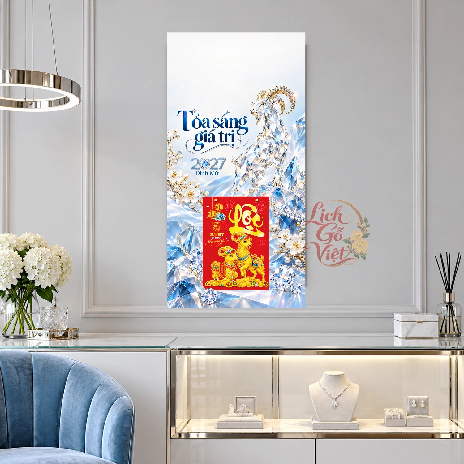 Lịch gỗ kim cương 2027 – Tỏa sáng giá trị 30x60cm – LGV27T3-QC-KIMCUONG – ảnh 2