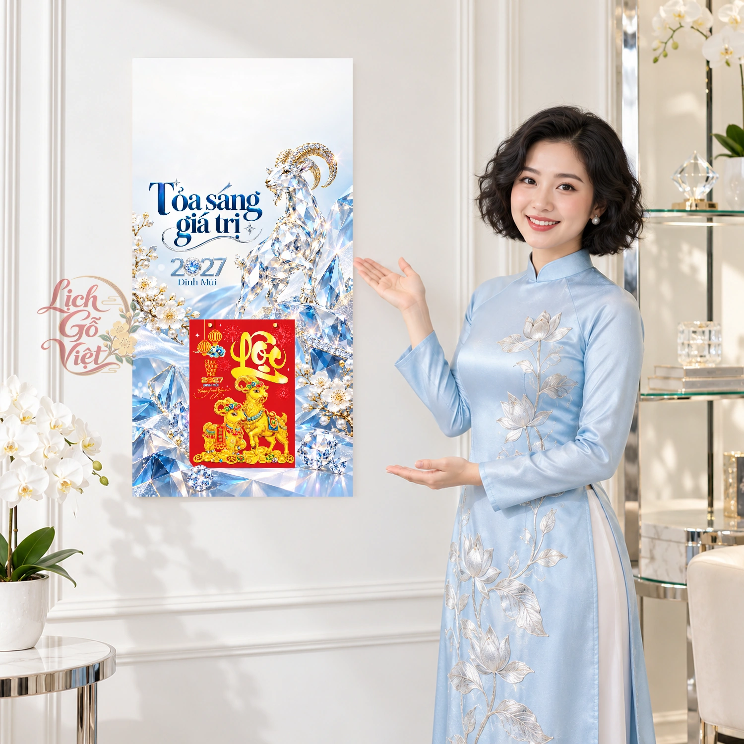Lịch gỗ kim cương 2027 – Tỏa sáng giá trị 30x60cm – LGV27T3-QC-KIMCUONG – ảnh 4