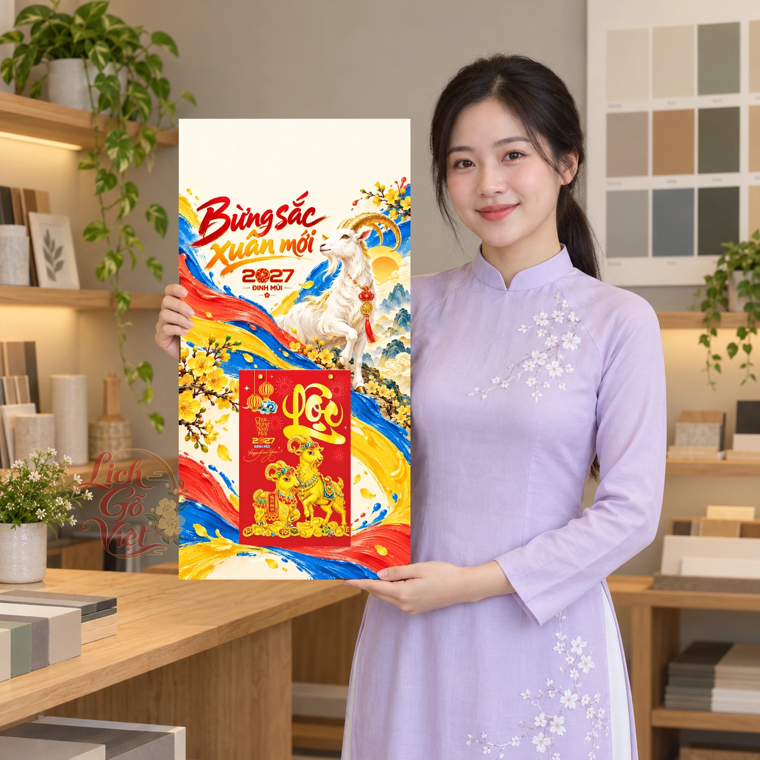 Lịch gỗ sơn nước 2027 – Bừng sắc xuân mới 30x60cm – LGV27T3-QC-SONNUOC – ảnh 3