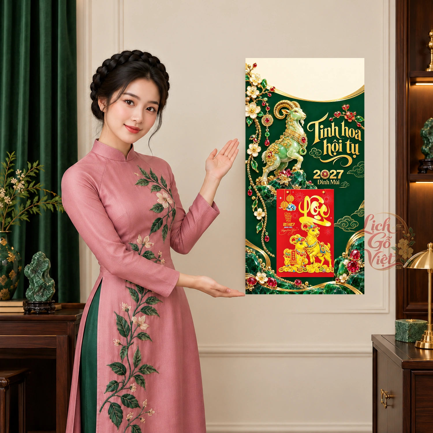 Lịch gỗ vàng bạc đá quý 2027 – Tinh hoa hội tụ 30x60cm – LGV27T3-QC-VANGBAC – ảnh 4
