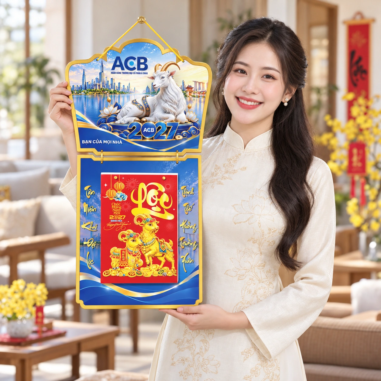 Lịch gỗ 2 thân ACB 2027 – LGV27T2-ACB — ảnh 2