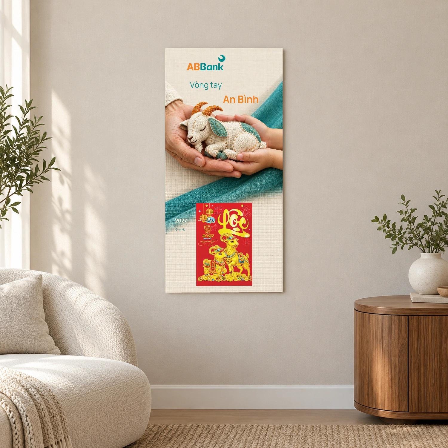 Lịch gỗ Ngân hàng ABBANK năm 2027 – Vòng Tay An Bình 30x60cm – LGV27T3-ABBANK-VTAB — ảnh 2