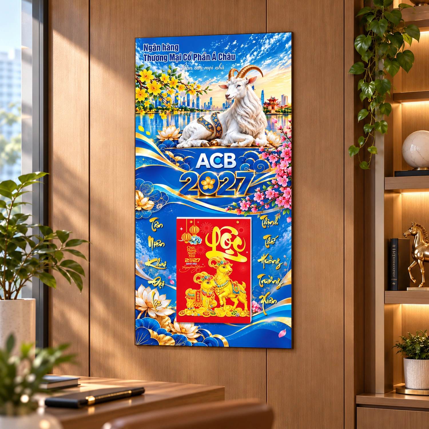 Lịch gỗ 30x60cm in logo ngân hàng ACB Bank - LGV27T3-ACB — ảnh 2