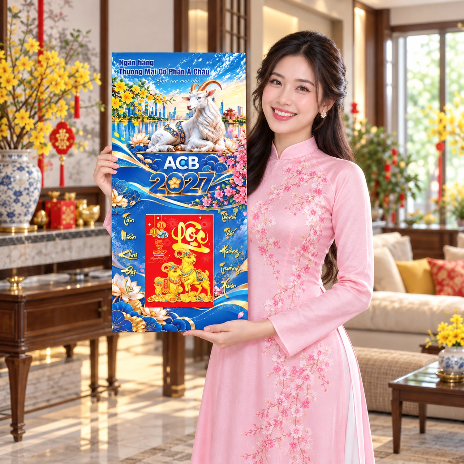 Lịch gỗ 30x60cm in logo ngân hàng ACB Bank - LGV27T3-ACB — ảnh 3