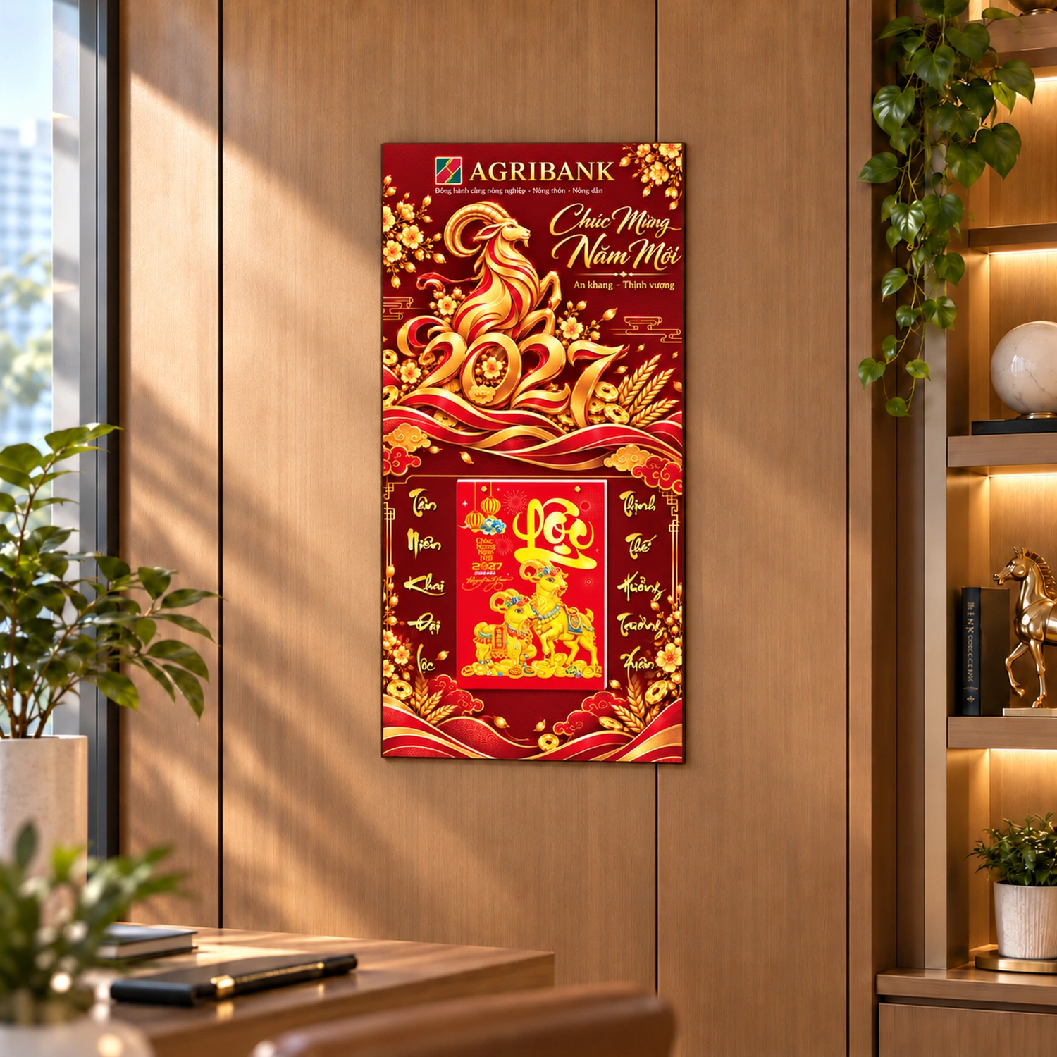 Lịch gỗ 30x60cm in logo ngân hàng Agribank - LGV27T3-AGRIBANK — ảnh 2