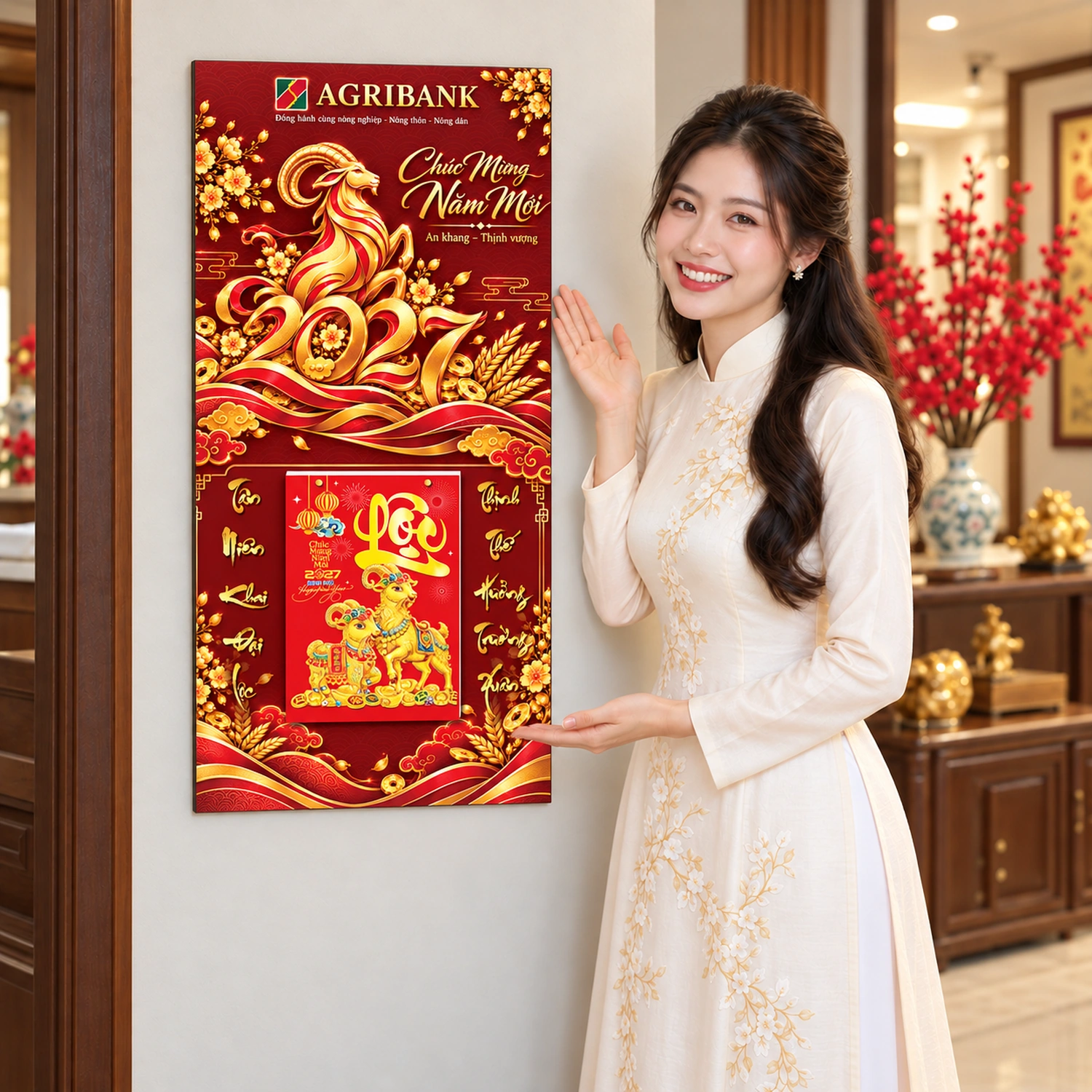 Lịch gỗ 30x60cm in logo ngân hàng Agribank - LGV27T3-AGRIBANK — ảnh 4