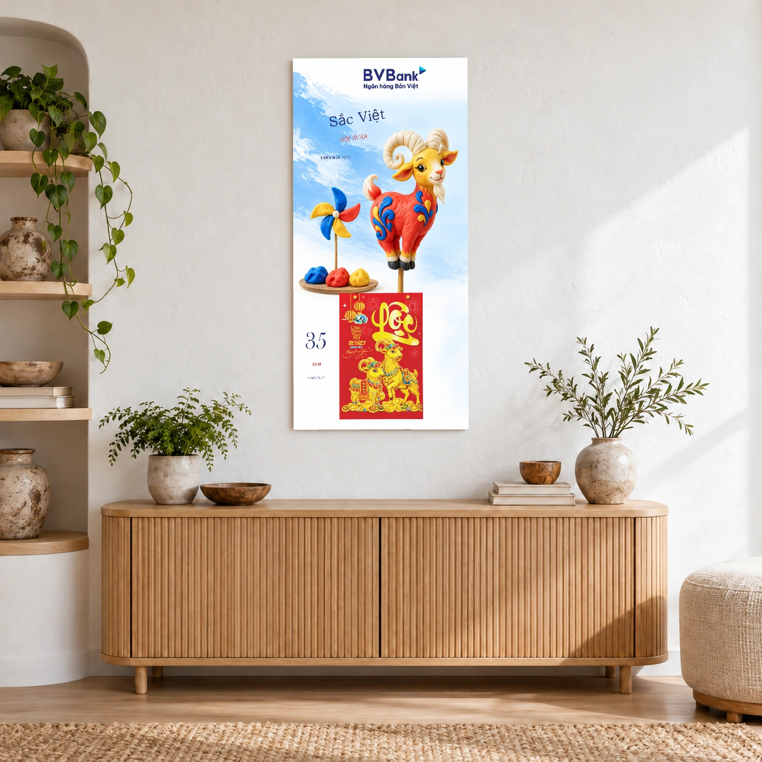Lịch gỗ Ngân hàng BVBank năm 2027 – Sắc Việt Hội Xuân 30x60cm – LGV27T3-BVBANK-SVHX — ảnh 2