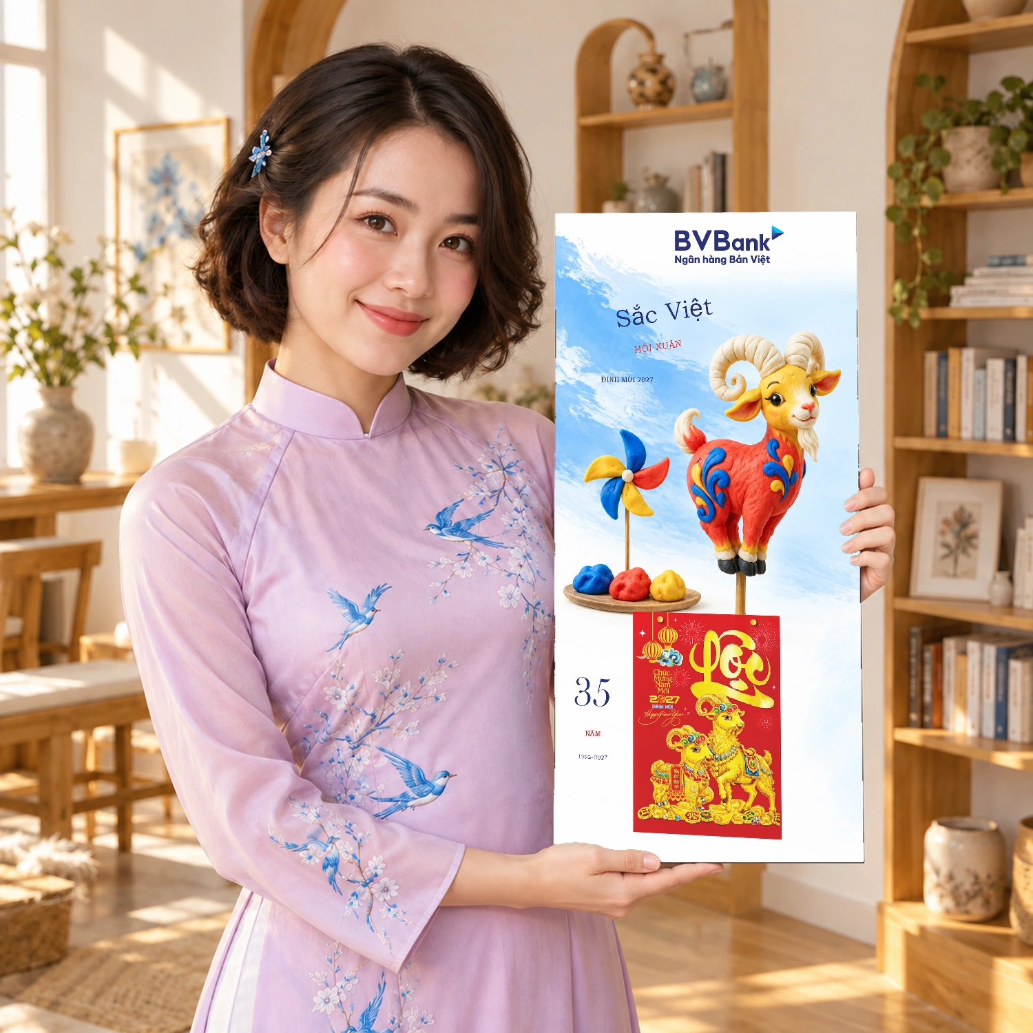 Lịch gỗ Ngân hàng BVBank năm 2027 – Sắc Việt Hội Xuân 30x60cm – LGV27T3-BVBANK-SVHX — ảnh 3